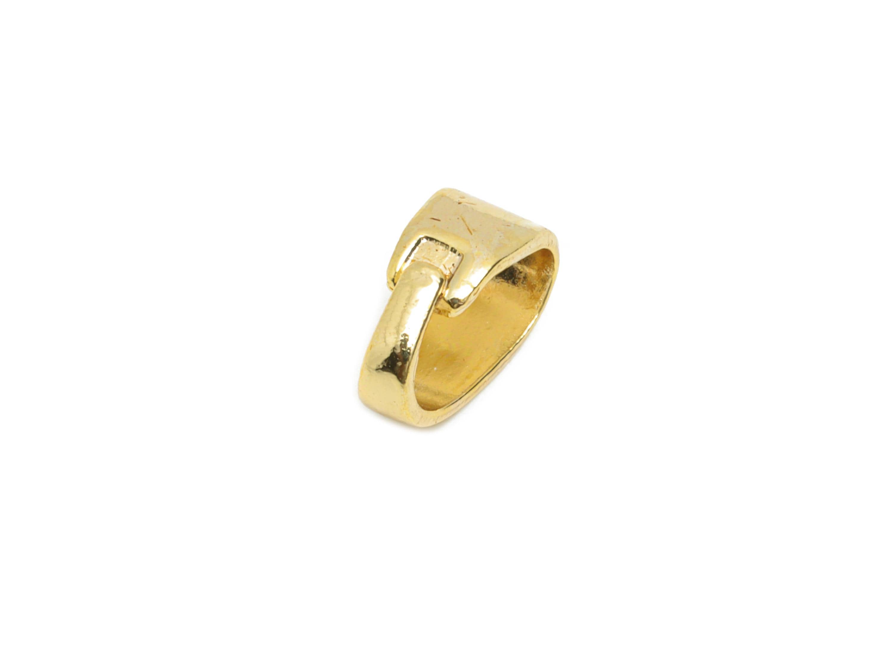 Brass Necklace Pendant Clasps - Gold Detachable Buckle Clasps for Pendant - For Necklace - 18K Real Gold Plated - 8x5.67x2.9mm - RGP10818 - DOMEDBAZAAR