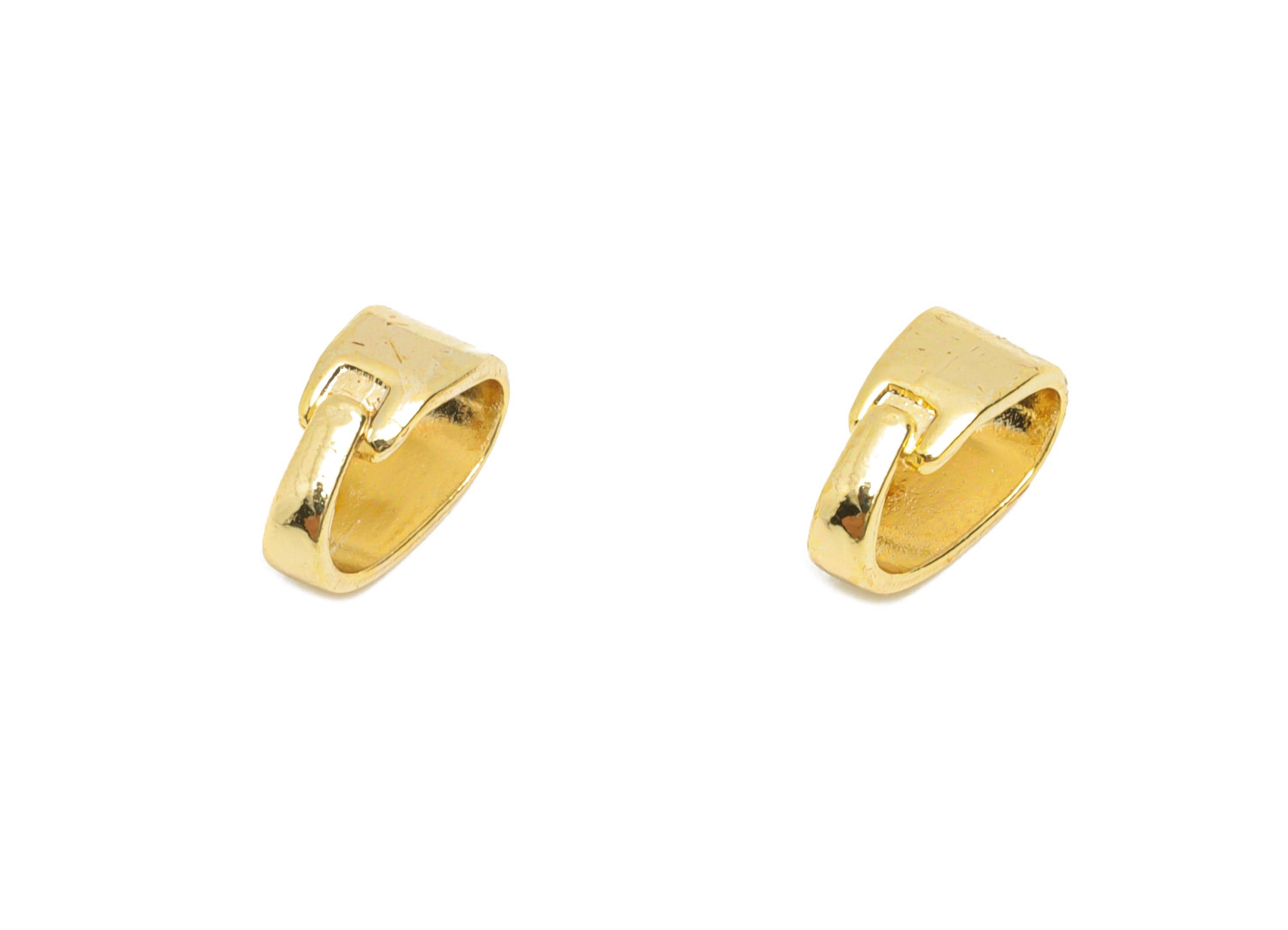 Brass Necklace Pendant Clasps - Gold Detachable Buckle Clasps for Pendant - For Necklace - 18K Real Gold Plated - 8x5.67x2.9mm - RGP10818 - DOMEDBAZAAR