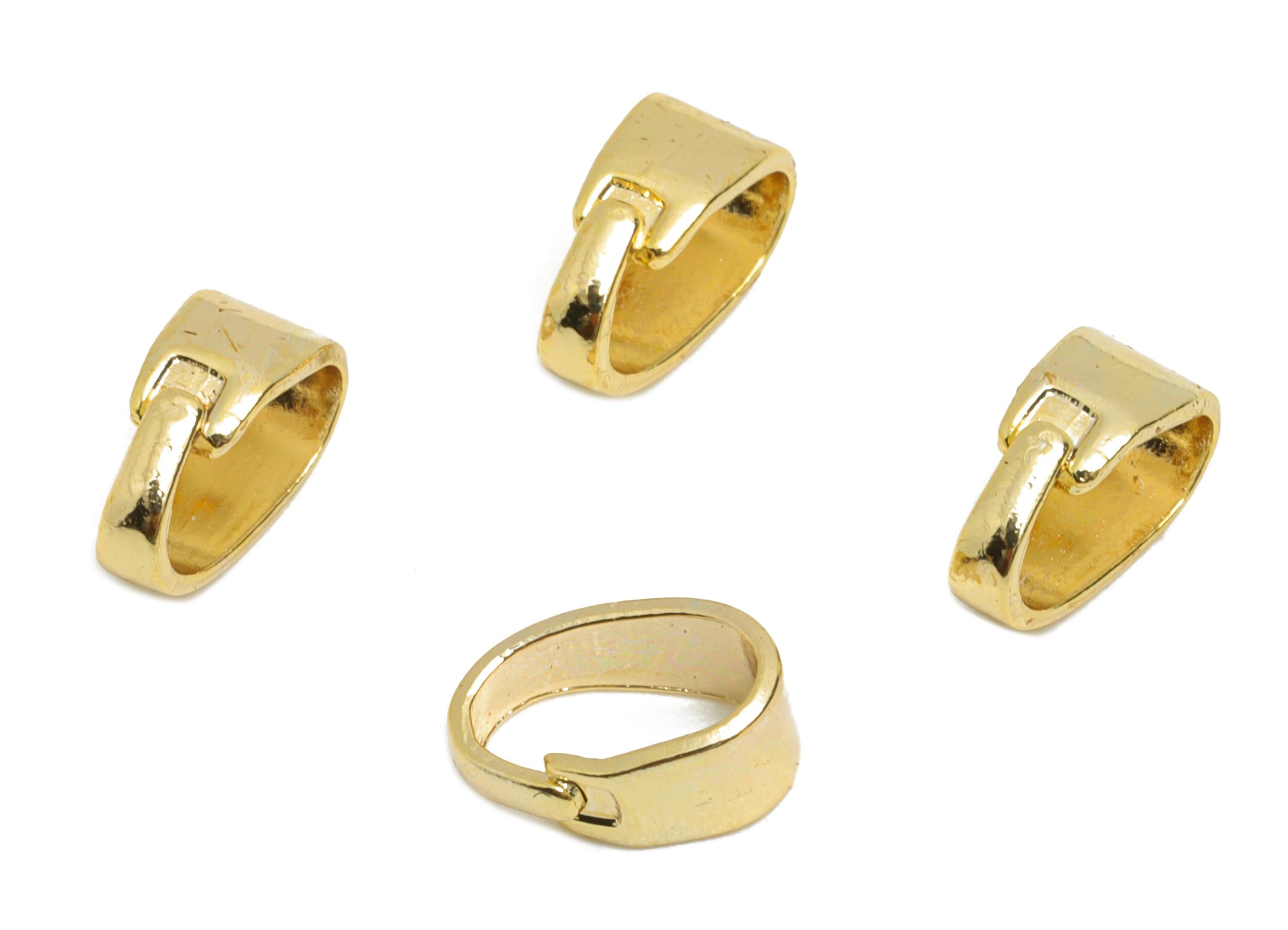Brass Necklace Pendant Clasps - Gold Detachable Buckle Clasps for Pendant - For Necklace - 18K Real Gold Plated - 8x5.67x2.9mm - RGP10818 - DOMEDBAZAAR