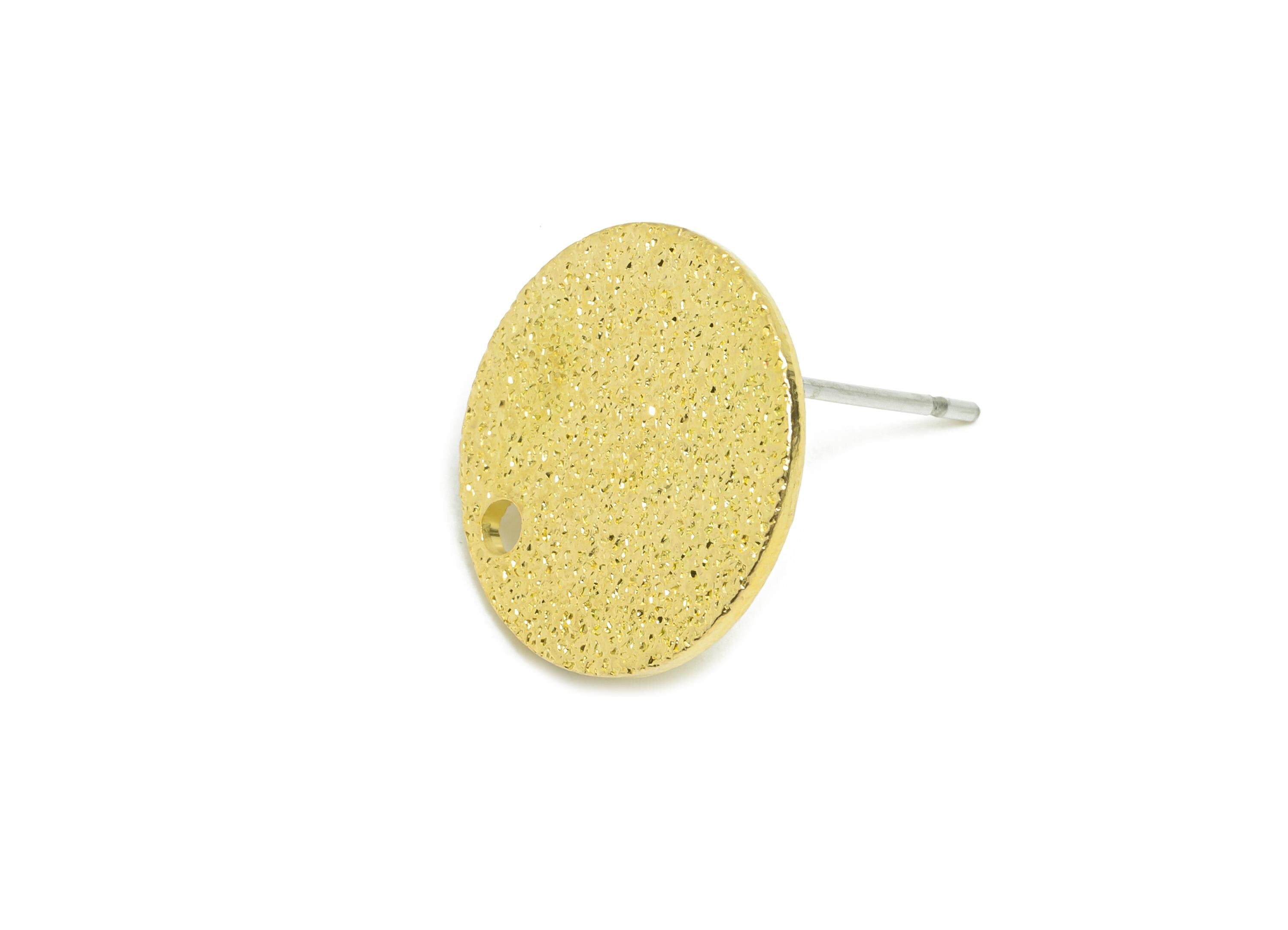 Gold Disc Earring Stud - Brass Shiny Circle Earrings - Brass Modern Geometric Earring Stud - Flat Disc for DIY Jewelry - 15x15x1mm - PP11259 - DOMEDBAZAAR