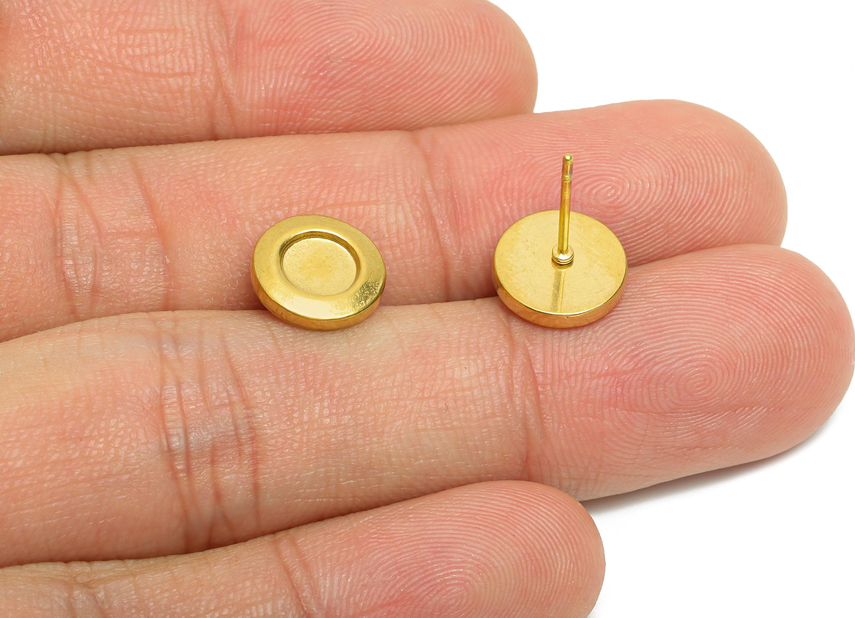 DIY Resin Earring Stud - Small Round Bezel Stud Earring - Cabochon Stud Earrings for Crafting - Handmade Tiny Stud Earring-10x10x2mm-SS2175G - DOMEDBAZAAR