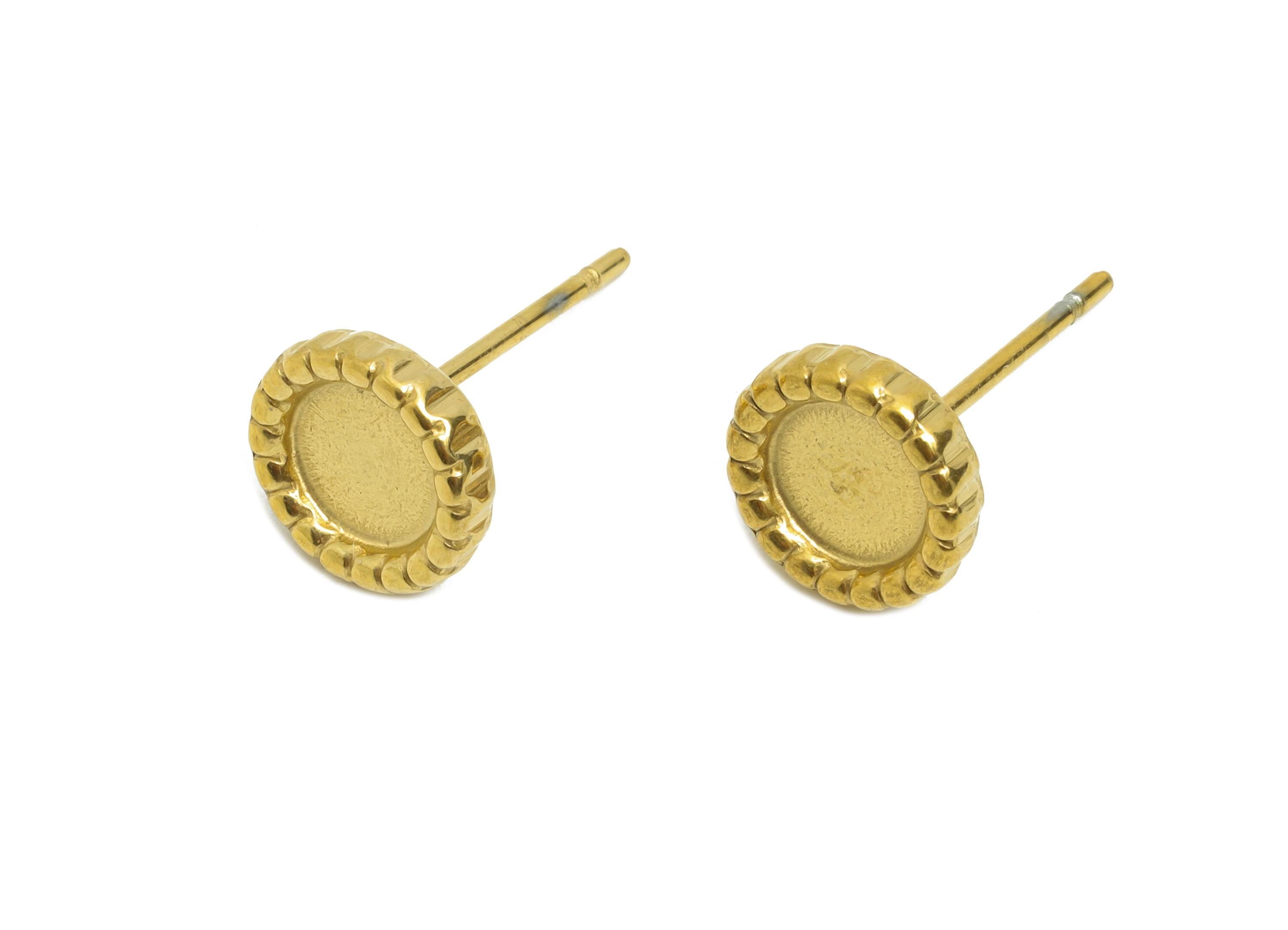 Steel Bezel Stud Earring - Steel Rope Border Earring Post - Blank Bezel for Customization - DIY Resin Earring Setting - 8x8x2.22mm - SS2173G - DOMEDBAZAAR