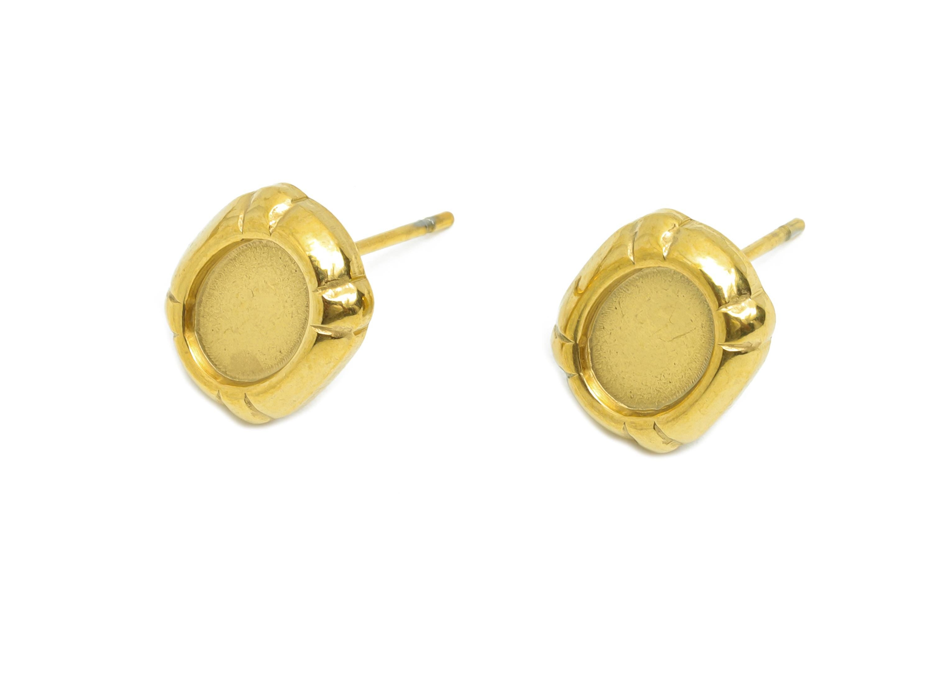 Oval Bezel Stud Earring - Steel Vintage Earring Post - Antique Jewelry Findings  - Tiny Oval Stud Earring Settings - 11x9x2.7mm - SS2168G - DOMEDBAZAAR