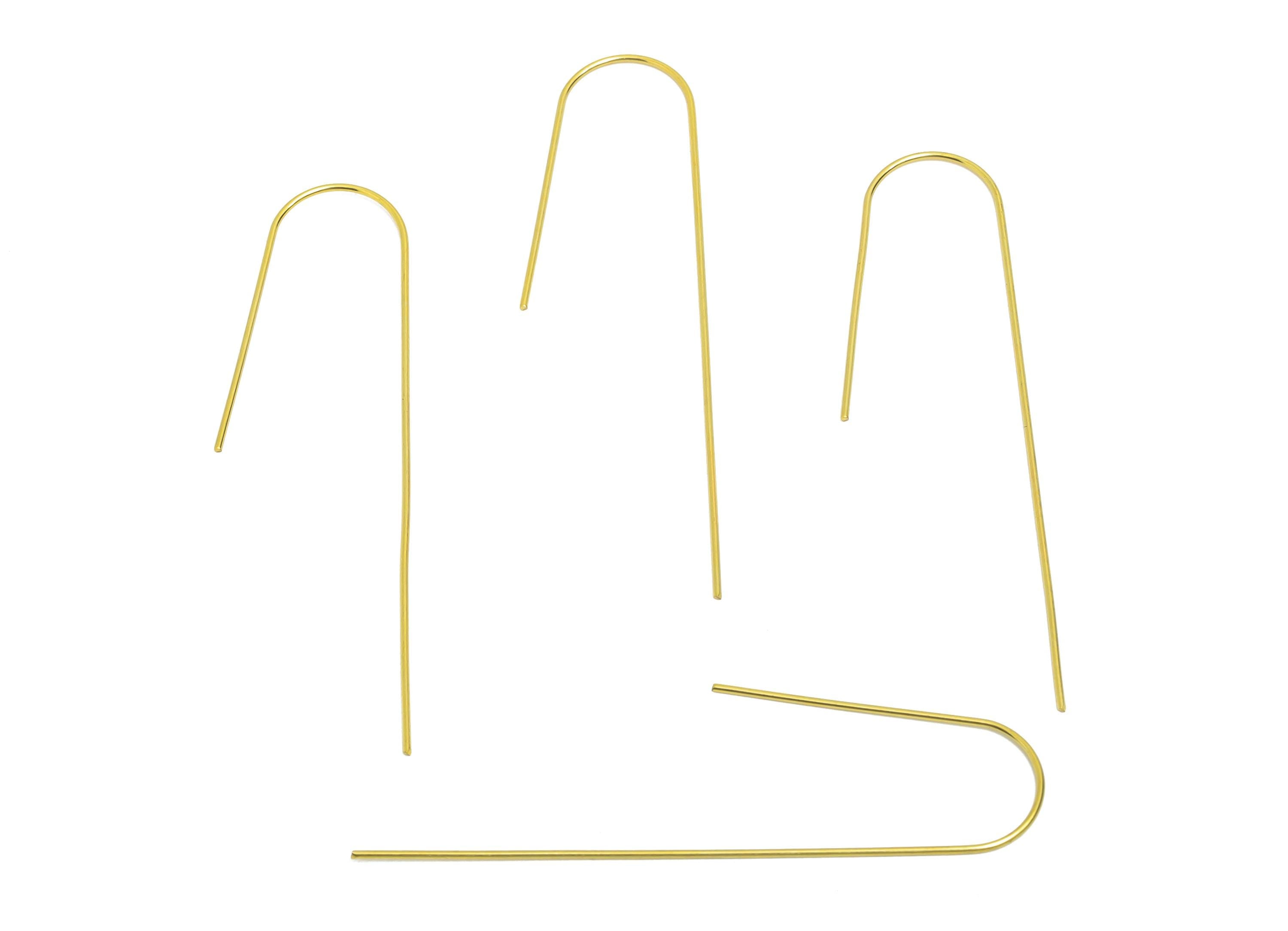 Long Gold Ear Thread Hook - Brass Hammered Earring Wire - - Geometry Wire Hook Earring - Simple Earring Hook Jewelry - 56x15x0.7mm - PP11258 - DOMEDBAZAAR