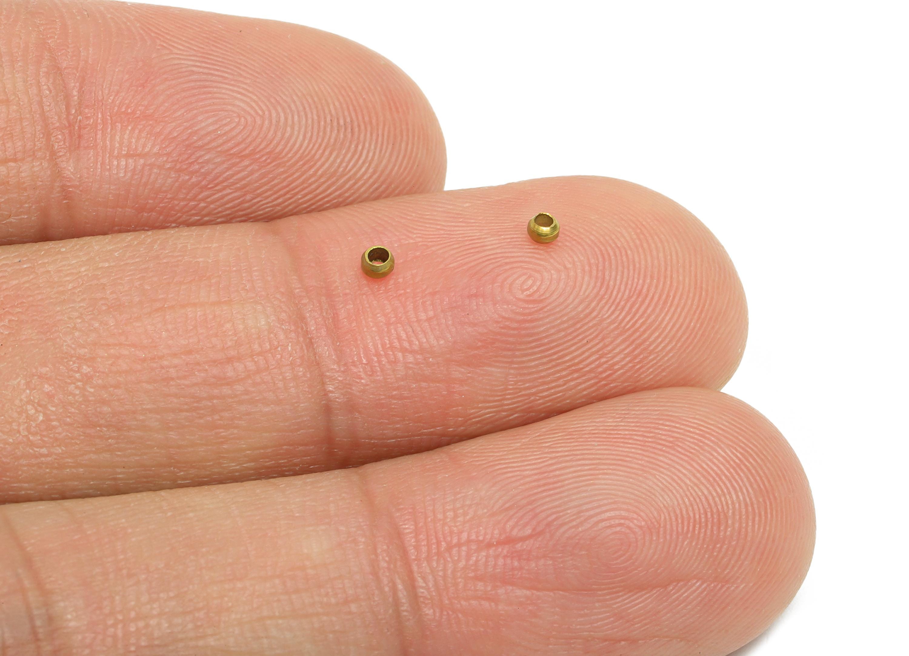 2x2mm Brass Crimp Tube Bead - Raw Brass Cover End Tip - Positioning Bead - Crimp End Bead for Bracelet or Necklace - 2x2x2mm - PP11224 - DOMEDBAZAAR