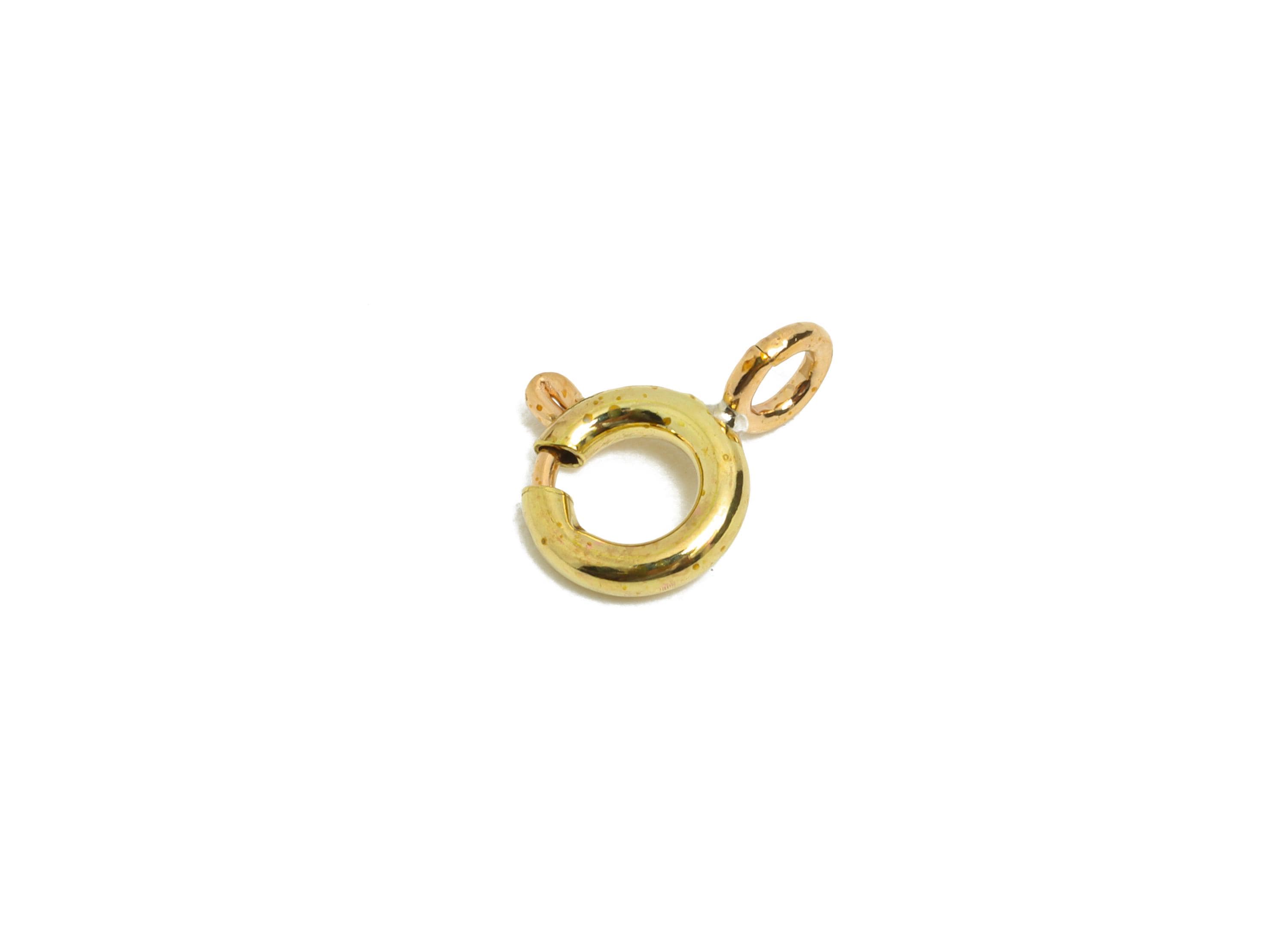 Brass Round Spring Ring Clasp - Spring Ring Clasp with Loop - Raw Brass 8mm Circle Trigger Clasp - Jewelry Making - 8.8x6.8x1mm - PP11222 - DOMEDBAZAAR