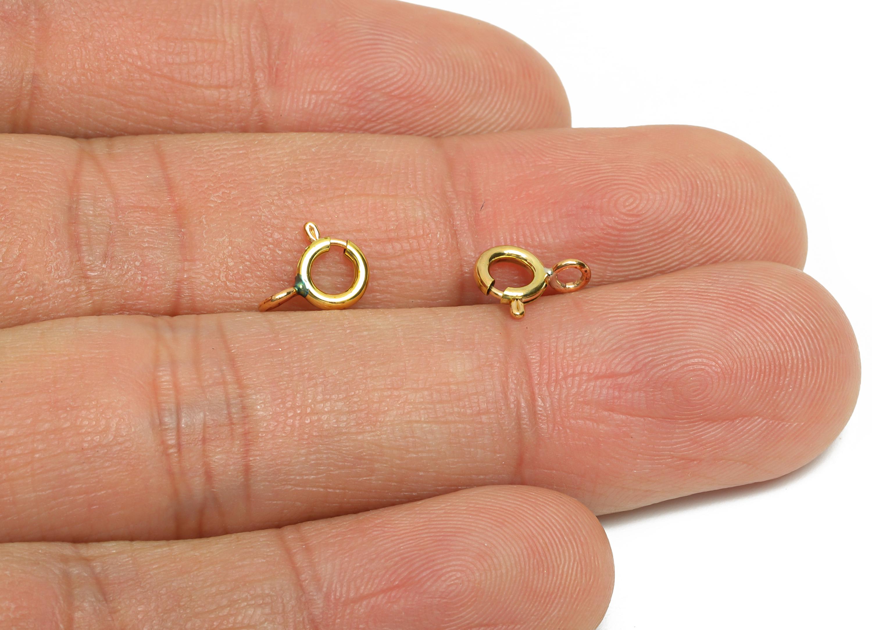 Brass Round Spring Ring Clasp - Spring Ring Clasp with Loop - Raw Brass 8mm Circle Trigger Clasp - Jewelry Making - 8.8x6.8x1mm - PP11222 - DOMEDBAZAAR
