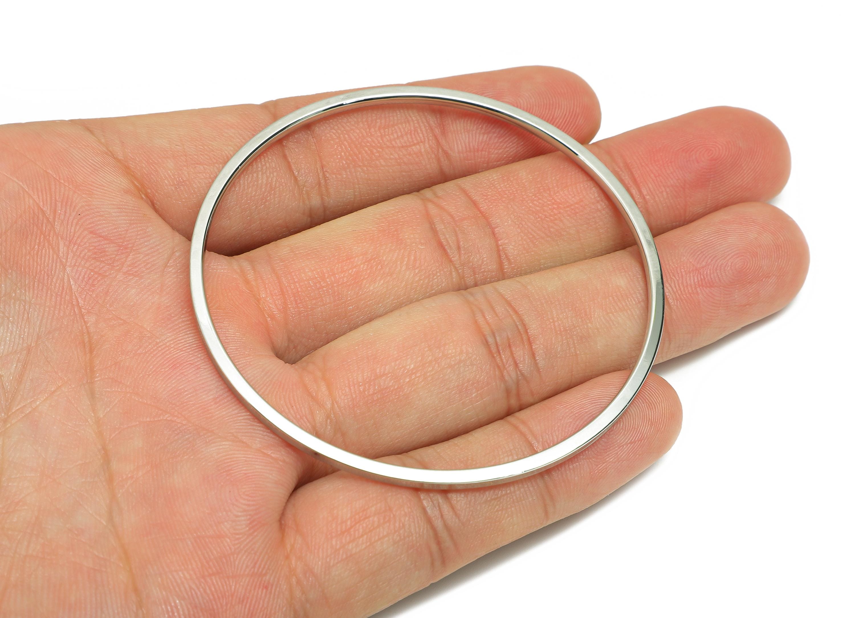 64mm Minimalist Bracelet -  Brass Bangle Jewelry Making Supply For Bracelet - Handmade Bangle Frame - 18K Real White Gold Plating - RGP10814 - DOMEDBAZAAR