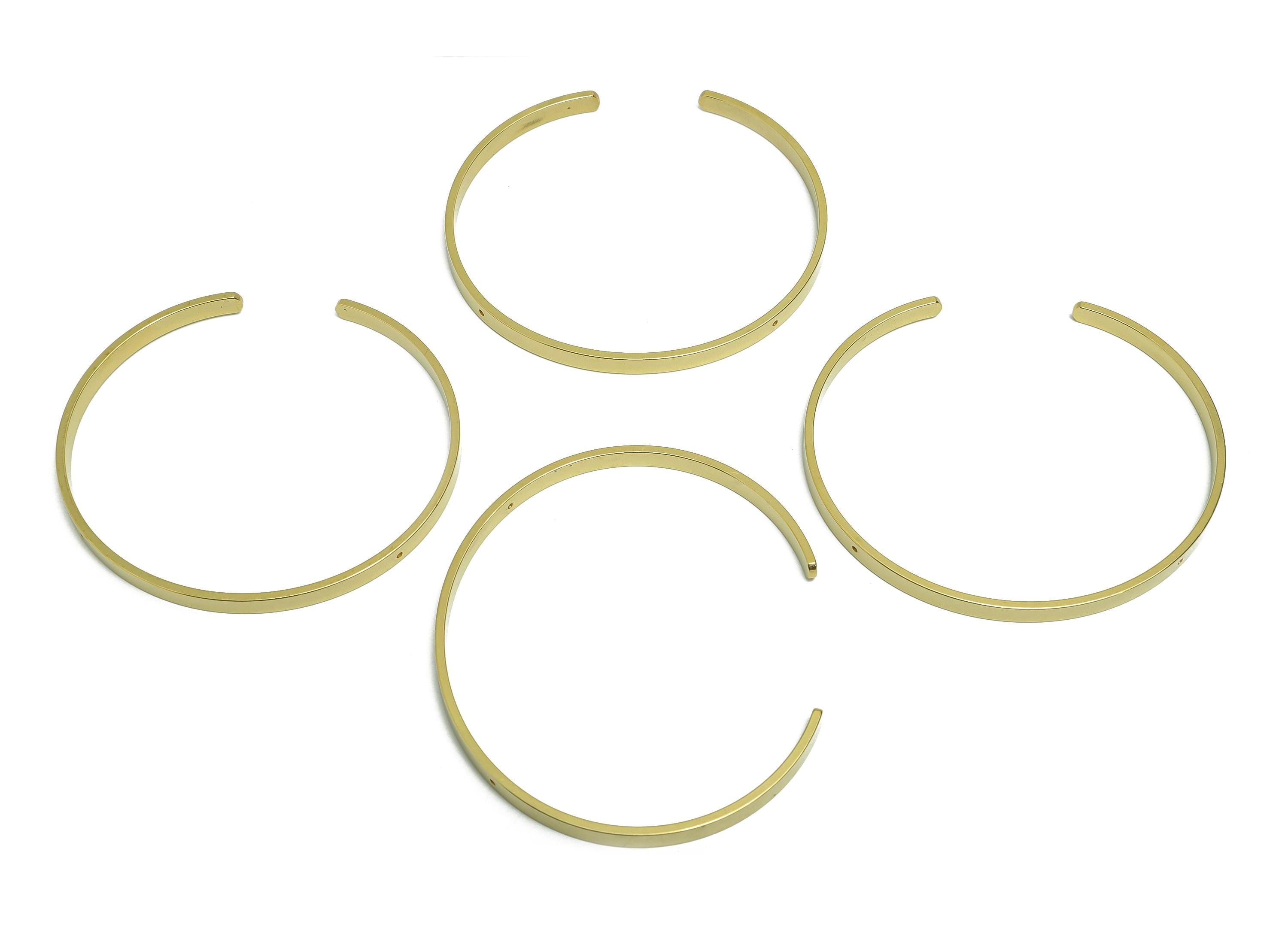 64mm Minimalist Hoop Bracelet - Raw Brass Open Hoop Bracelet - DIY Jewelry Making Supply For Bead - Adjustable Frame Bracelet - PP11202 - DOMEDBAZAAR