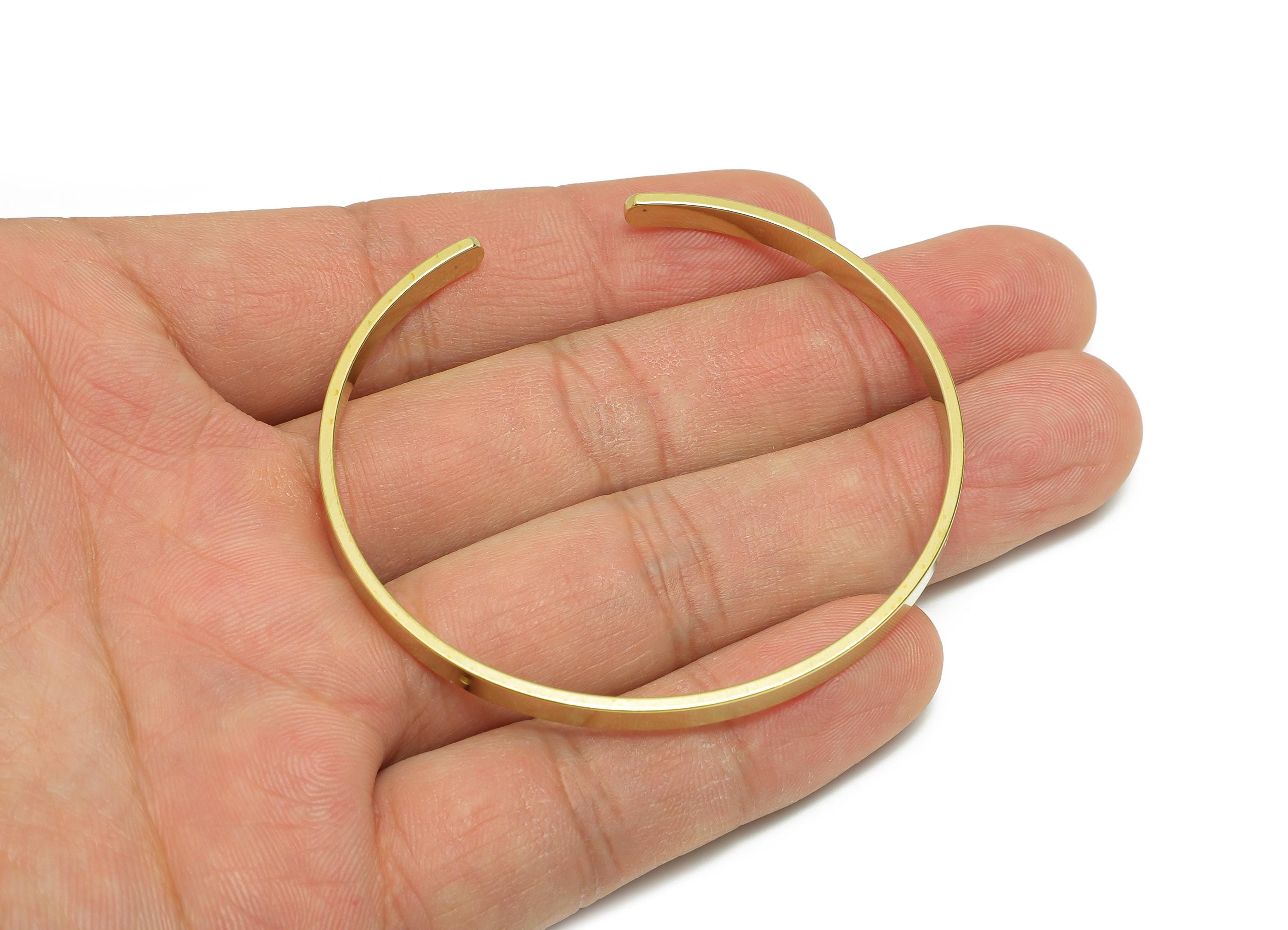 64mm Minimalist Hoop Bracelet - Raw Brass Open Hoop Bracelet - DIY Jewelry Making Supply For Bead - Adjustable Frame Bracelet - PP11202 - DOMEDBAZAAR