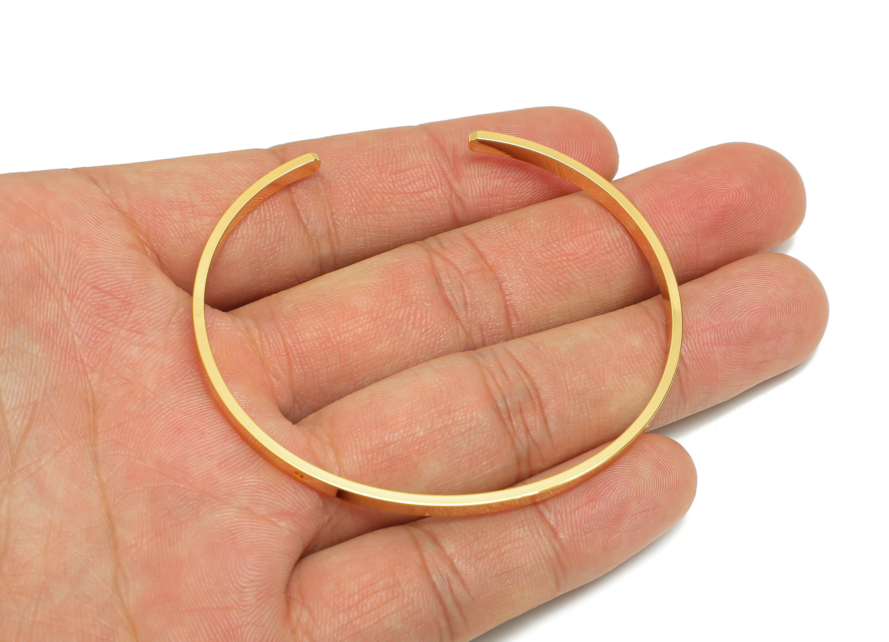 62mm Hoop Bracelet with holes - Brass Open Hoop Bracelet With 2 Holes - Bracelet Making - Bangle Bracelet - 18K Gold Plating - RGP10785 - DOMEDBAZAAR