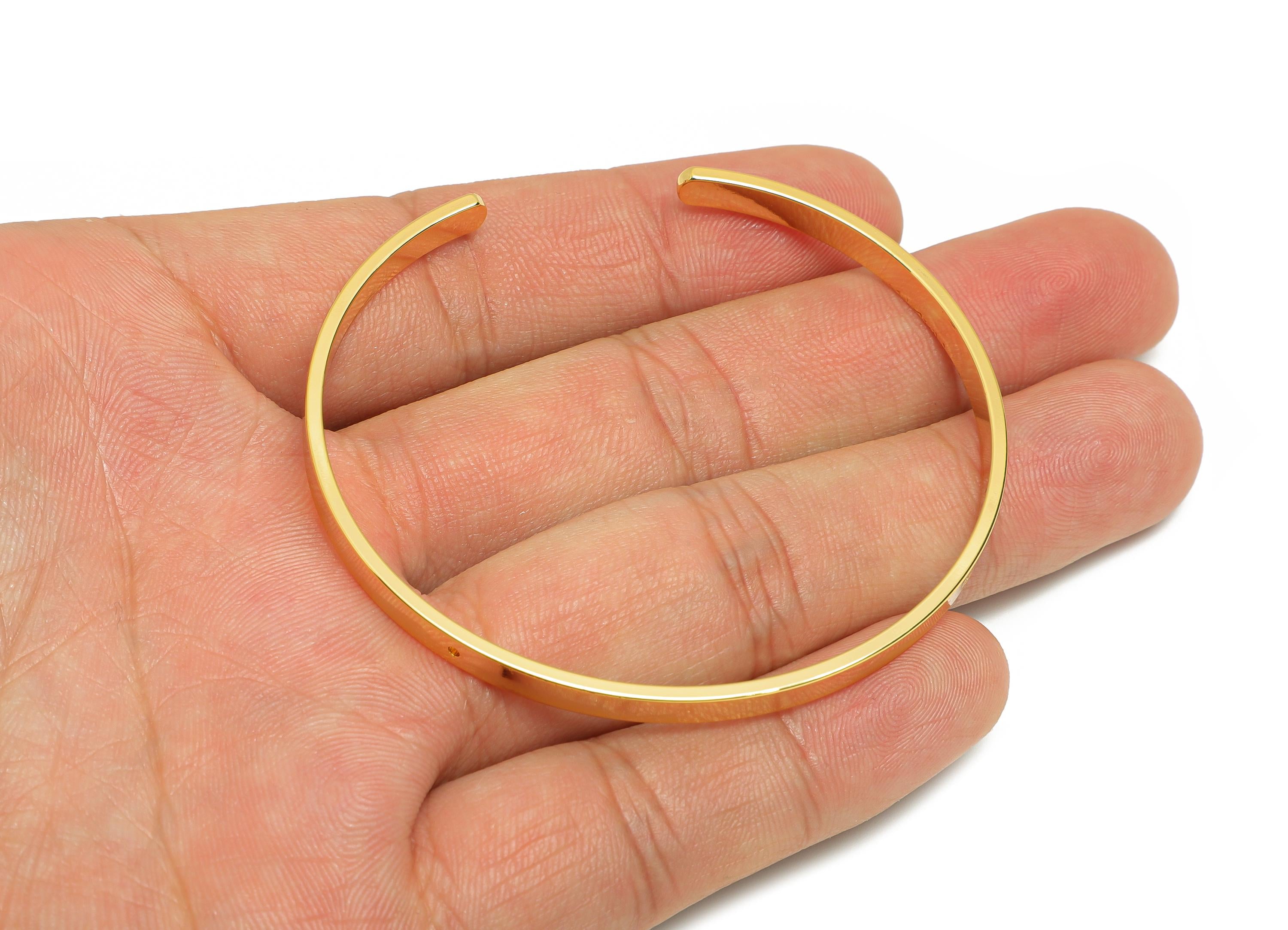 64mm Minimalist Hoop Bracelet - Raw Brass Open Hoop Bracelet - DIY Jewelry Making Supply With Hole - Adjustable Frame Bracelet - RGP10786 - DOMEDBAZAAR
