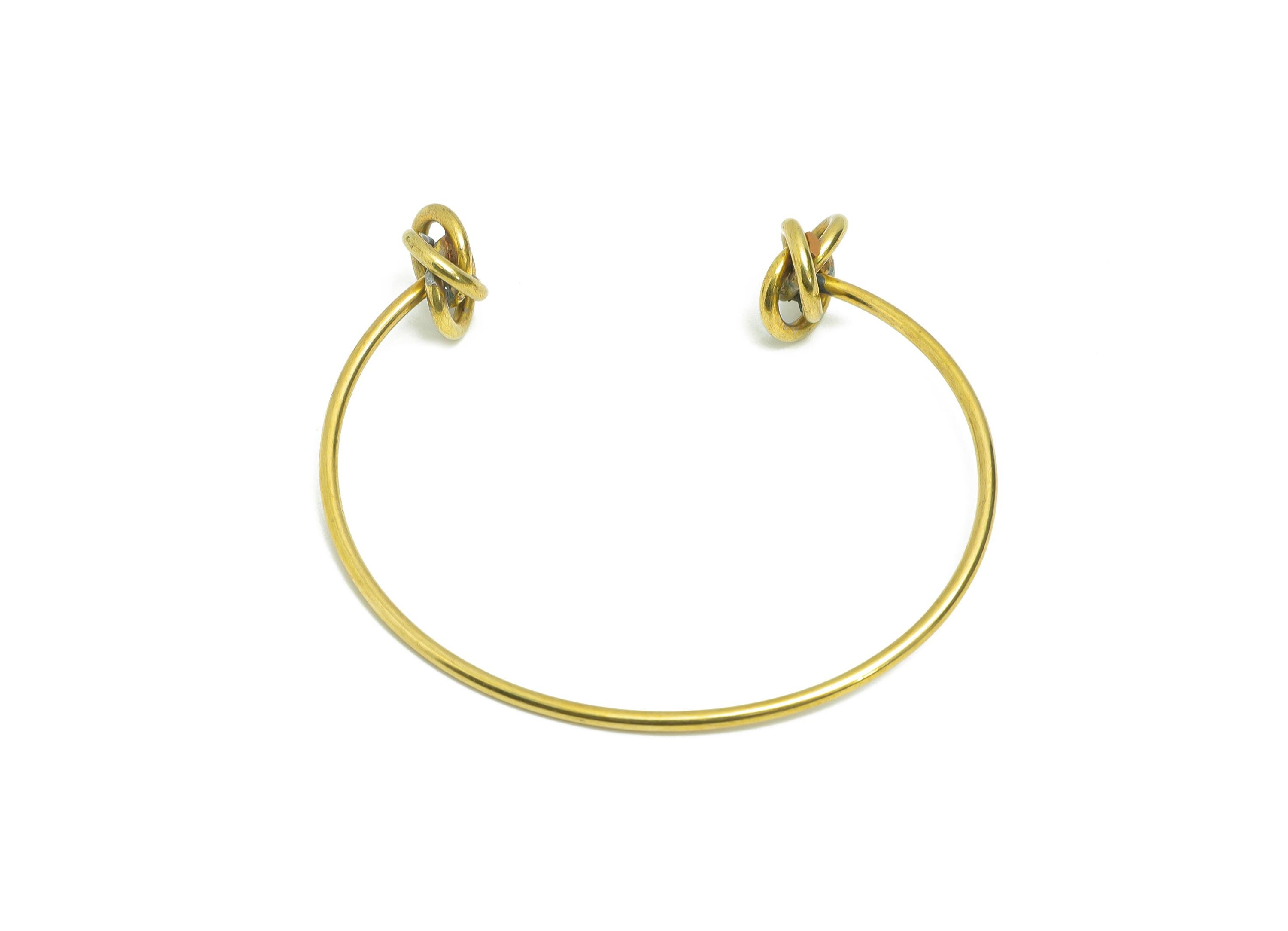 Open Cuff Bracelet - Raw Brass Knot Cuff Bracelet For Women - Adjustable Wire Cuff Jewelry - Modern Open Knot Bangle - 65x59x13mm - PP11203 - DOMEDBAZAAR