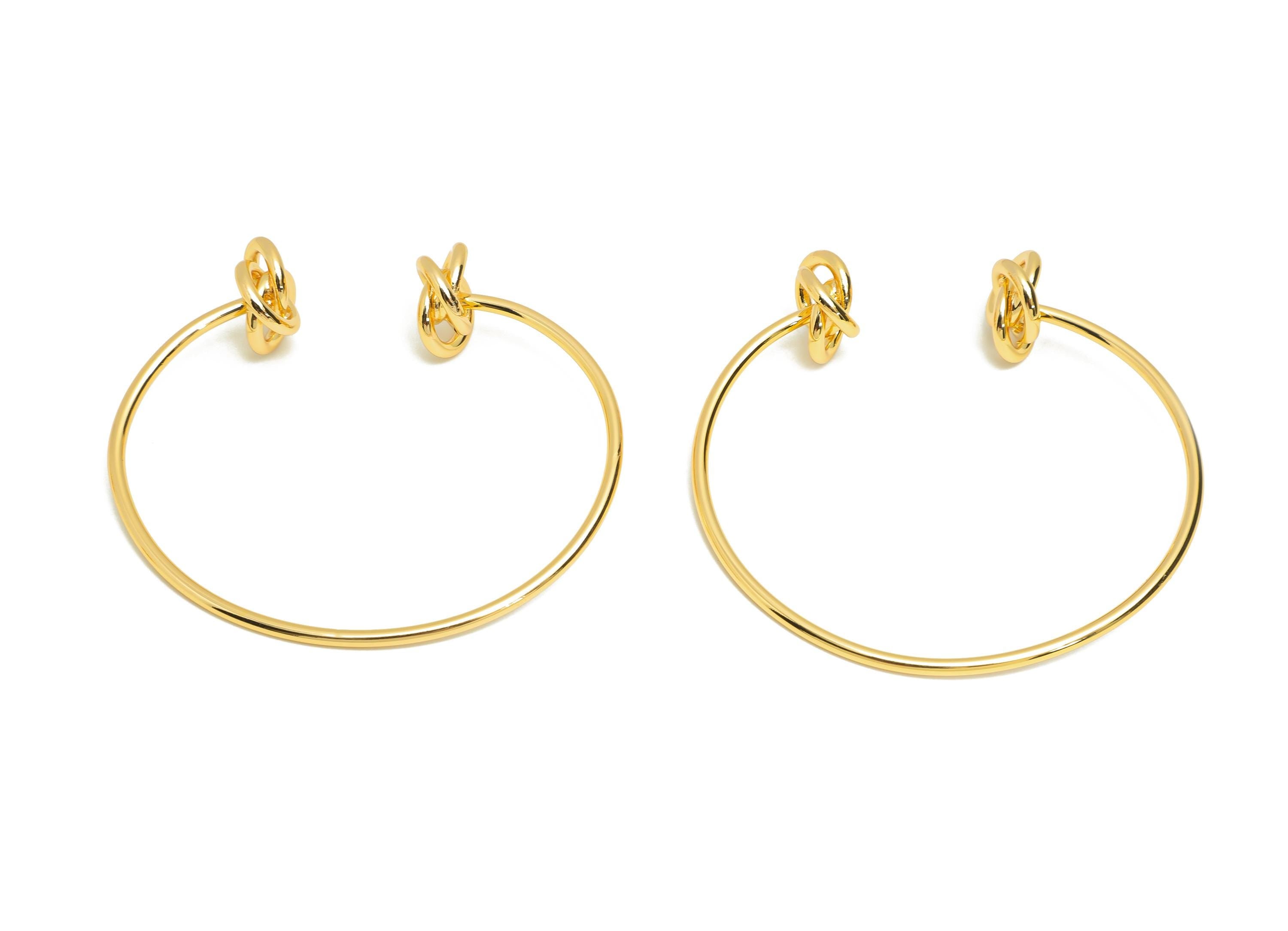 Open Cuff Bracelet - Brass Knot Cuff Bracelet For Women - Adjustable Wire Cuff Jewelry - 18K Real Gold Plated - 65x59x13mm - RGP10793 - DOMEDBAZAAR