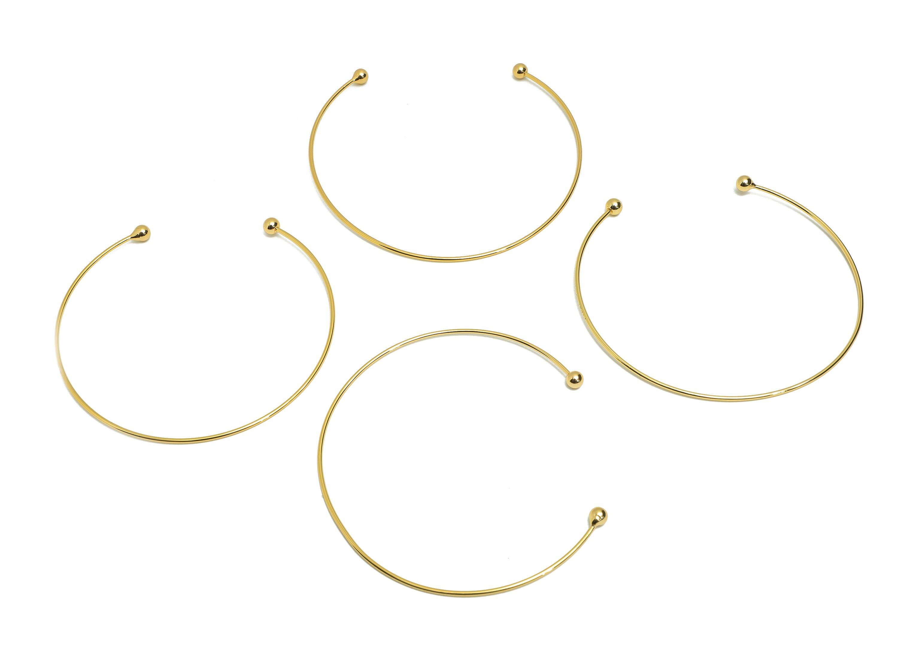 Brass Adjustable Open Cuff Bracelet - Openable Screw Bead Bracelet - Unlockable Screw Bead Bangle - 18K Real Gold Plated -32x62x3mm-RGP10823 - DOMEDBAZAAR