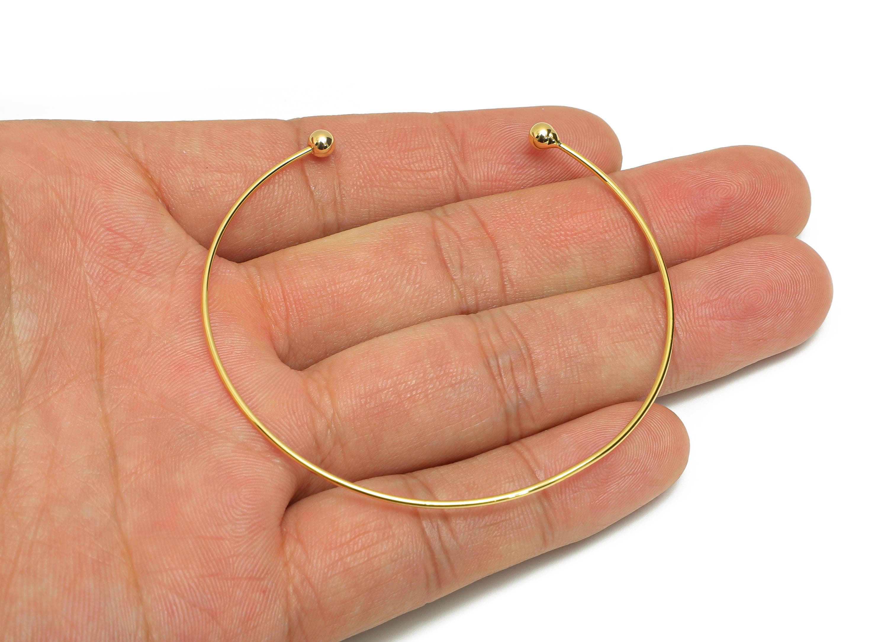 Brass Adjustable Open Cuff Bracelet - Openable Screw Bead Bracelet - Unlockable Screw Bead Bangle - 18K Real Gold Plated -32x62x3mm-RGP10823 - DOMEDBAZAAR