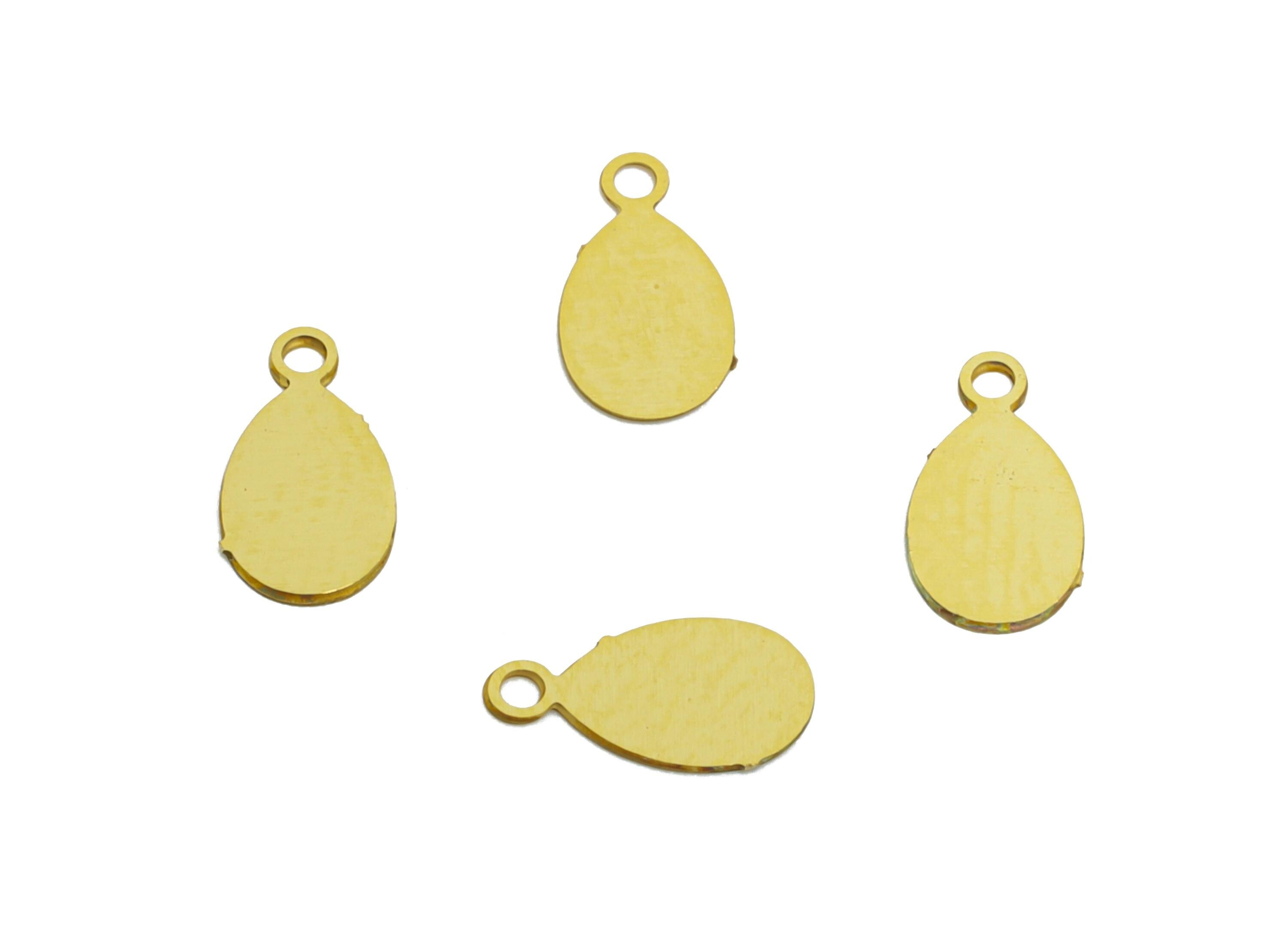 Brass Teardrop Earring Charm - Extension Chain Ends - Customizable Drop Charm For Personalization - Chain Extender Ends - 7x3x0.3mm -JJC5039 - DOMEDBAZAAR