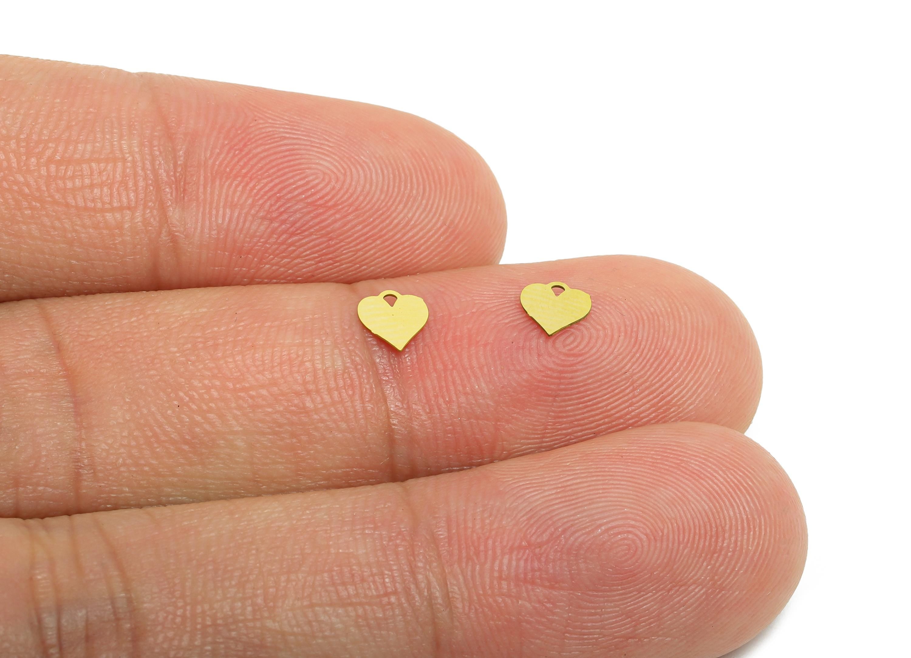 Brass Heart Earring Charm - Extension Chain Ends - Customizable Geometry Charm For Personalization - Chain Extender Ends - 5x4x0.3mm-JJC2615 - DOMEDBAZAAR