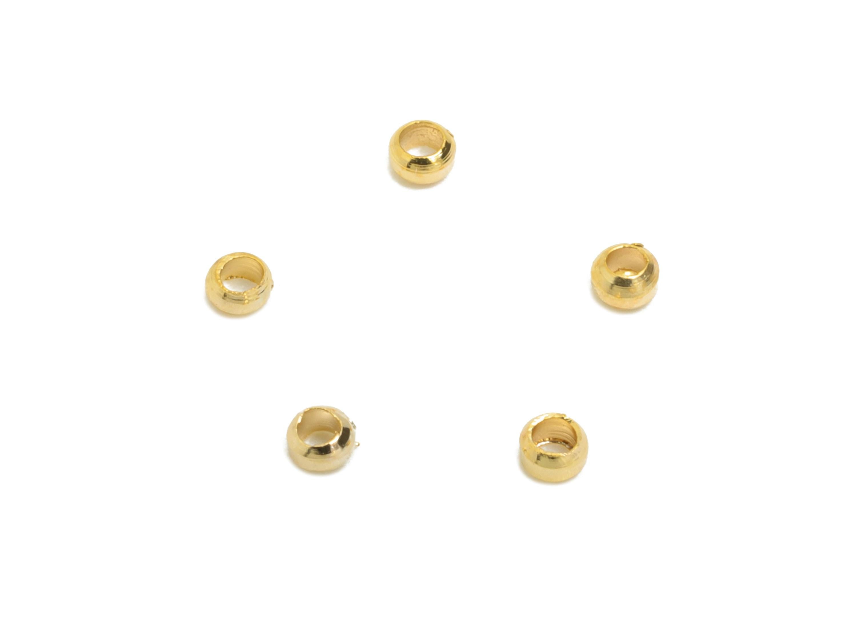 2x2mm Brass Crimp Tube Bead - Gold Cover End Tip - Positioning Bead - Crimp End Bead for Bracelet or Necklace - 18K Gold - 2x2mm - RGP10426 - DOMEDBAZAAR