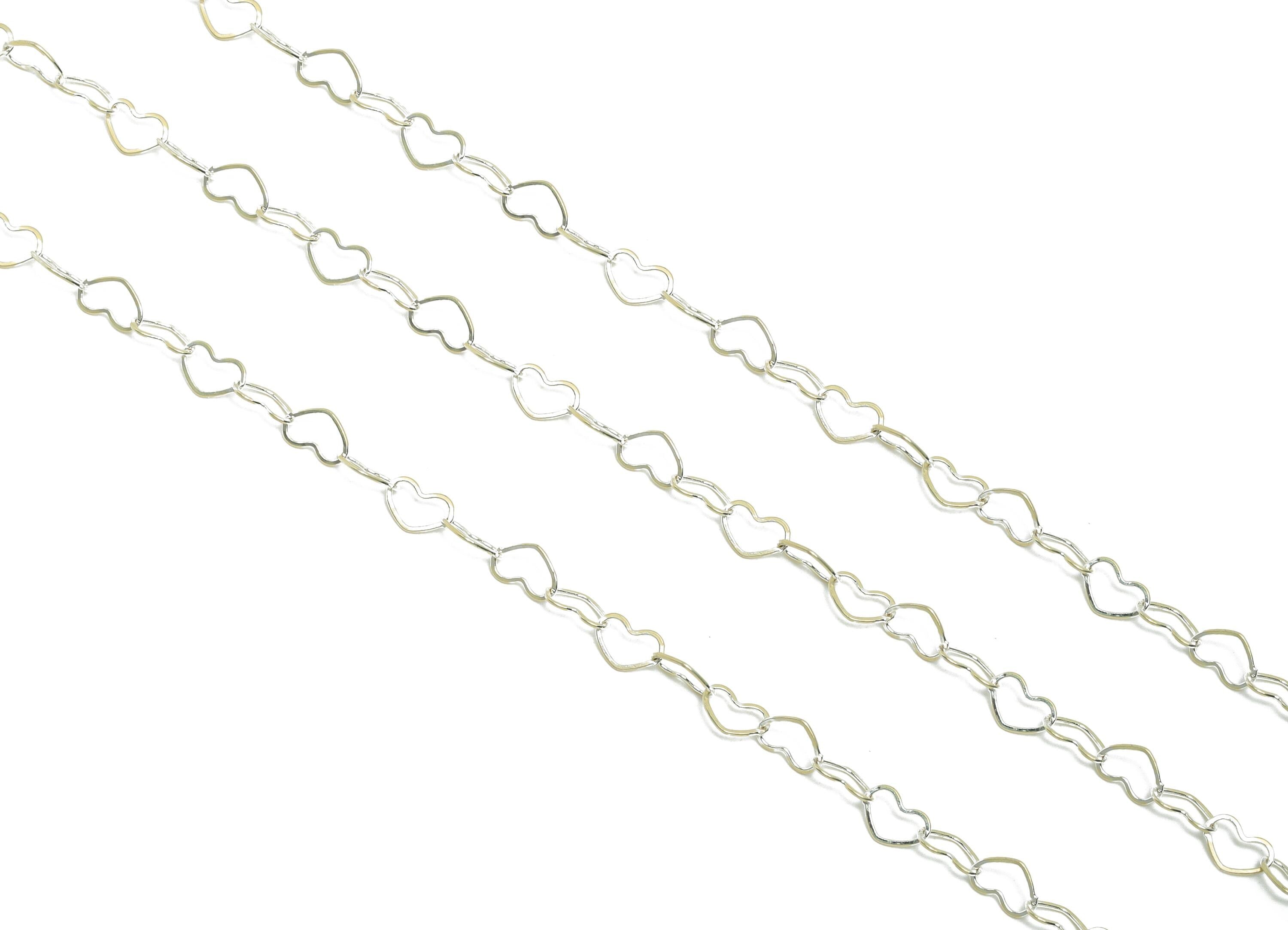 925 Sterling Silver Heart Link Chain - Heart Ring Chain - Finished Heart Link Chain - Handmade Chain - Jewelry DIY - 4.7x3x0.32mm - RGP10784 - DOMEDBAZAAR
