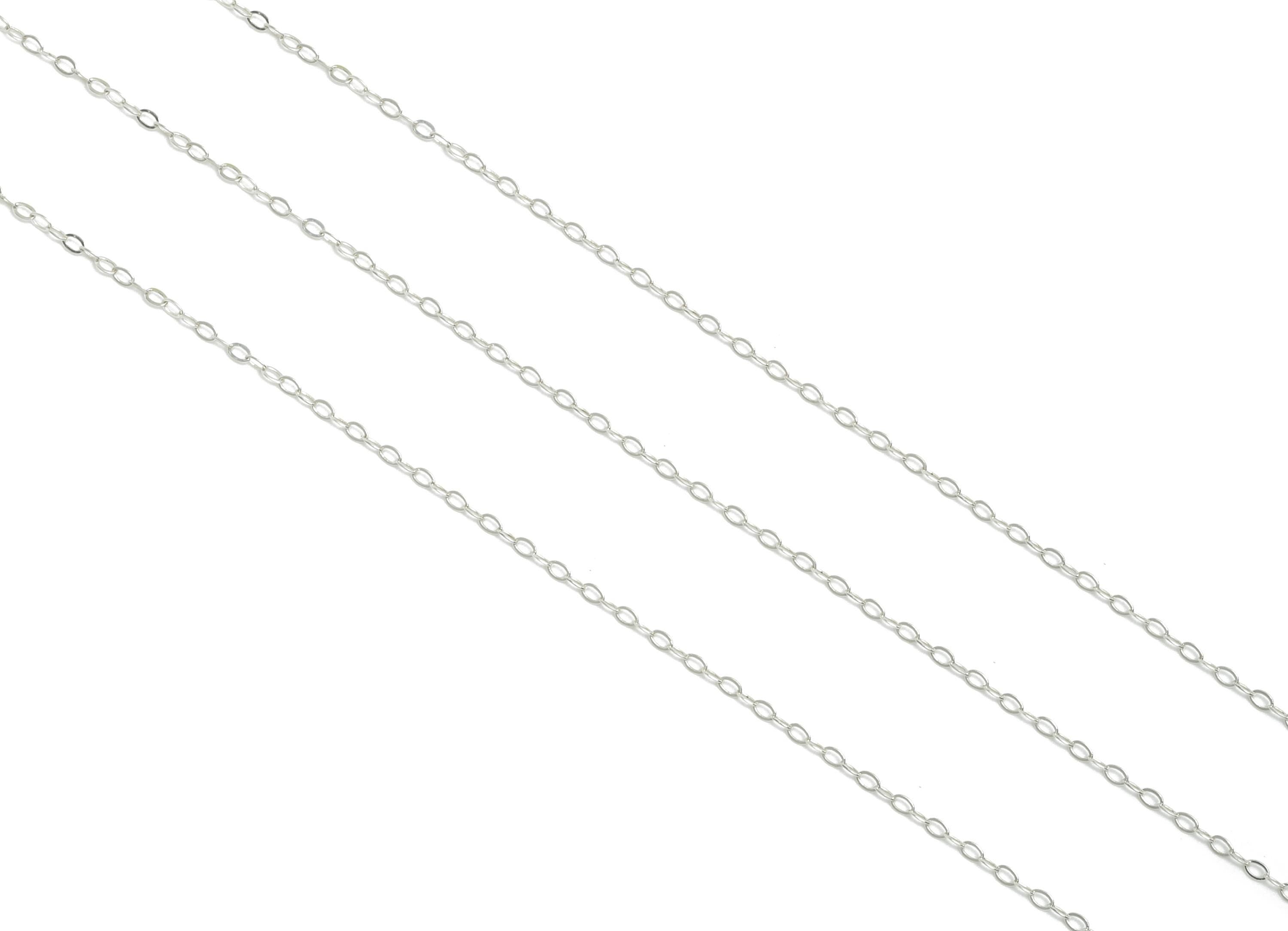 925 Sterling Silver Cable Chain - High-Quality Tiny Flat Cable Chain For Craft - Classic Link Chain For Bracelet  - 1.7x1x0.3mm - RGP10777 - DOMEDBAZAAR