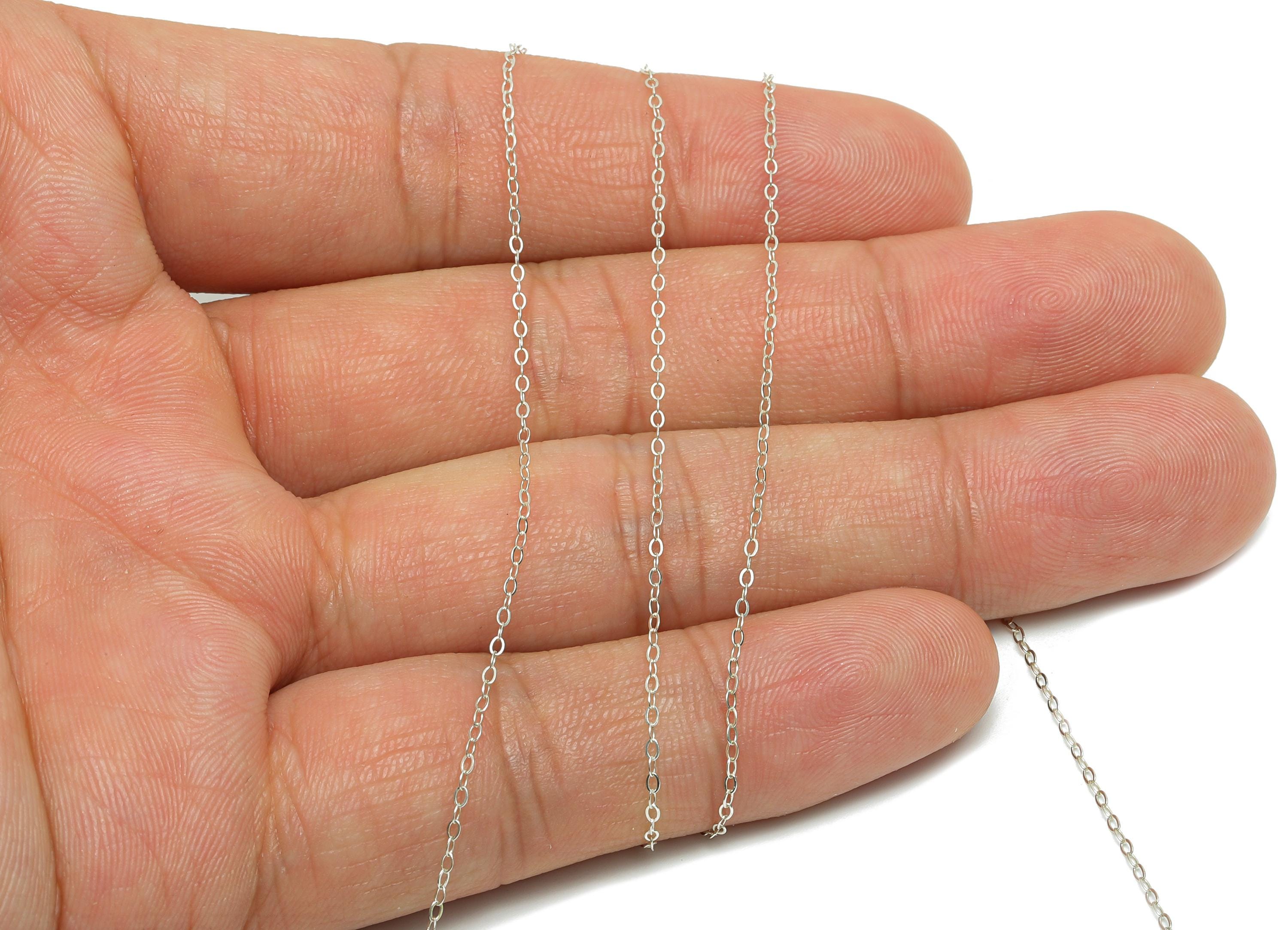 925 Sterling Silver Cable Chain - High-Quality Tiny Flat Cable Chain For Craft - Classic Link Chain For Bracelet  - 1.7x1x0.3mm - RGP10777 - DOMEDBAZAAR