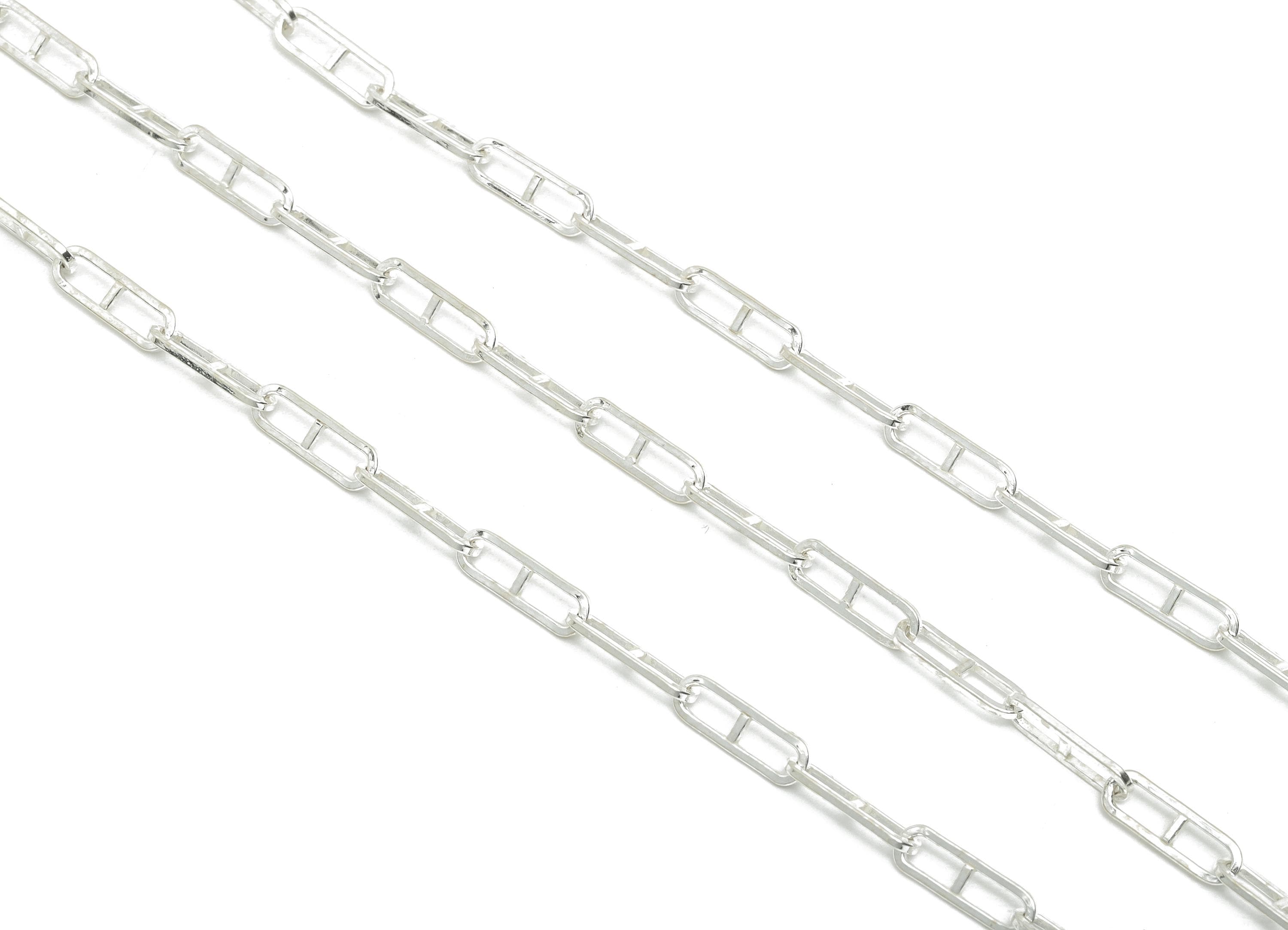 925 Sterling Silver Paper Clip Link Chain - Sterling Silver Oval Link Rectongk Chain - Lightweight Classic  Link Chain - 11x3x0.8mm-RGP10782 - DOMEDBAZAAR