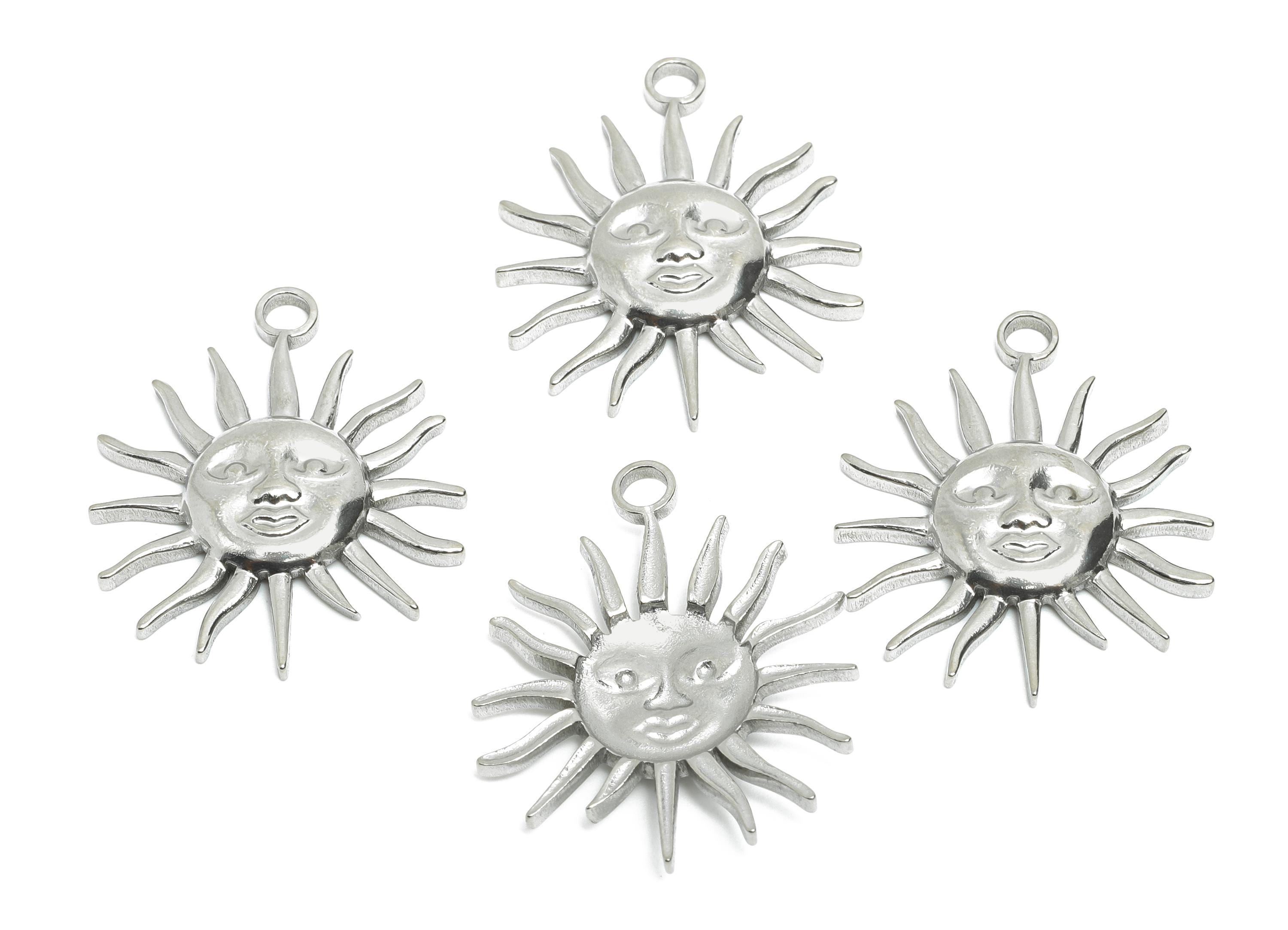 Handmade Sunburst Charms - Sun Pendant For Jewelry Making - Vintage Style Sun Charm - Celestial Sun Face Pendant - 29x24x3.52mm - SS2352 - DOMEDBAZAAR
