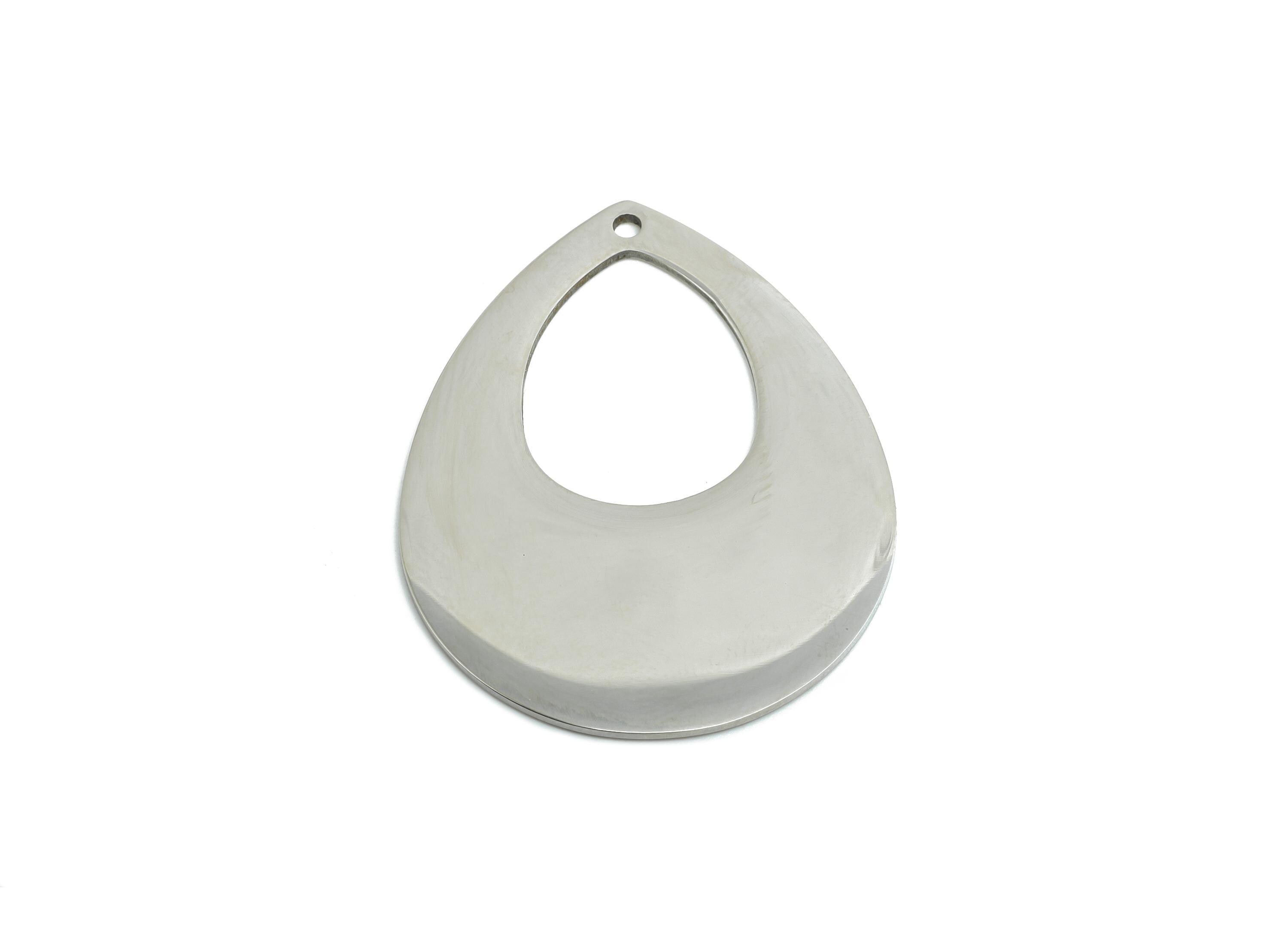 Steel Teardrop Charm - Stainless Steel Hollow Drop Pendant - Modern Geometric Charm - Cutout Pendant For DIY Craft - 36x28x0.98mm -SS2326 - DOMEDBAZAAR