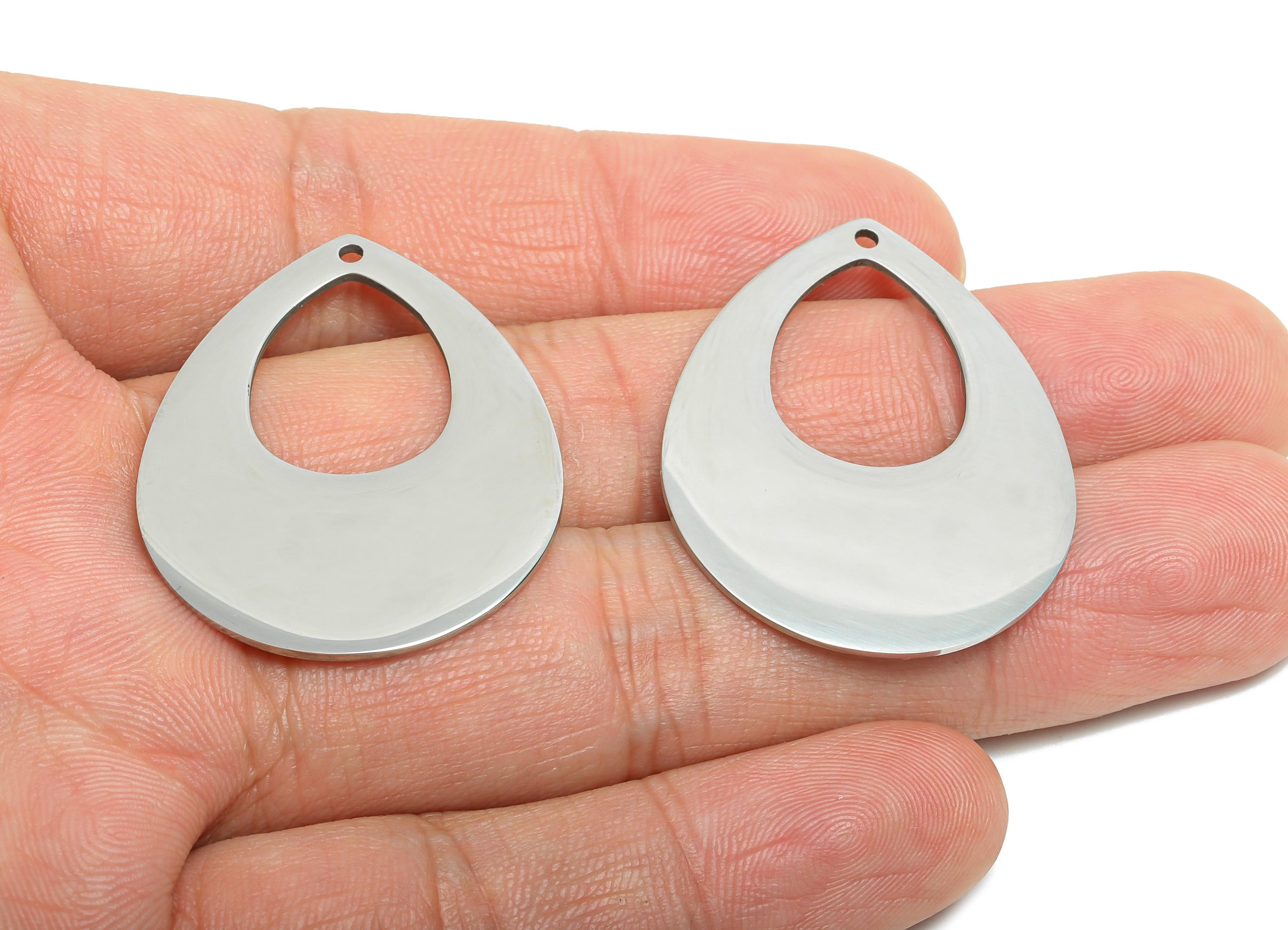 Steel Teardrop Charm - Stainless Steel Hollow Drop Pendant - Modern Geometric Charm - Cutout Pendant For DIY Craft - 36x28x0.98mm -SS2326 - DOMEDBAZAAR