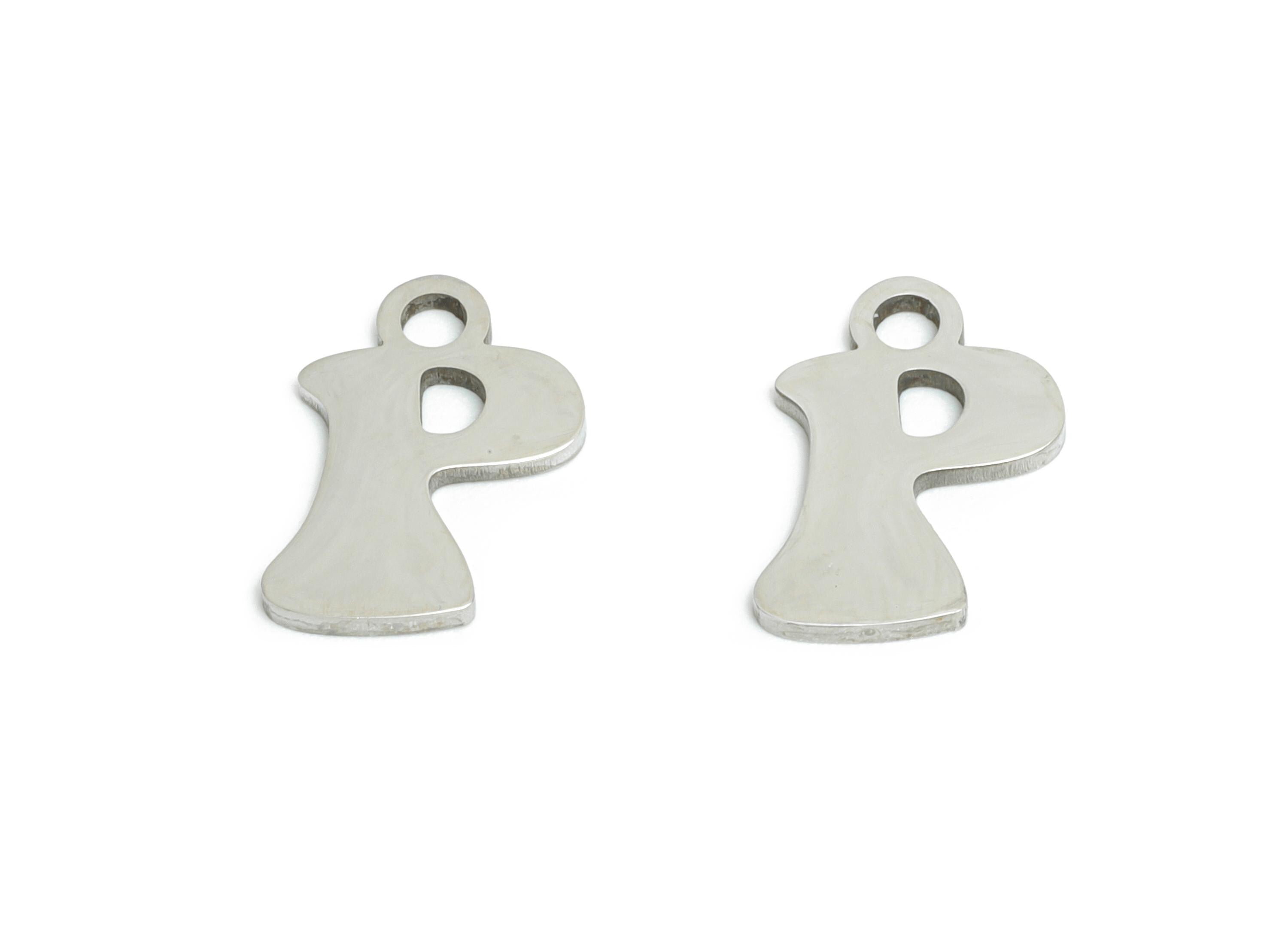 Steel Letter P Pendant  - Steel Alphabet P Charm For Necklaces - Personalized Initial P Pendant - P Alphabet Charm - 12x8.18x0.98mm - SS2398 - DOMEDBAZAAR