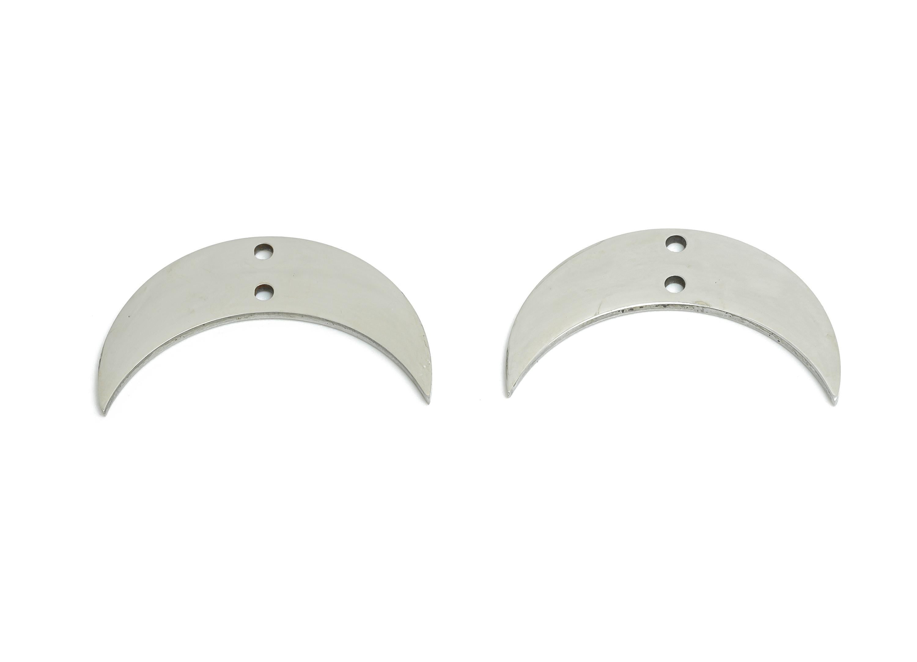 Steel Crescent Earring Charm - Minimalist Crescent Earring Connector - Celestial Moon Charm - Cutout For DIY Craft - 21.4x12x0.98mm - SS2295 - DOMEDBAZAAR