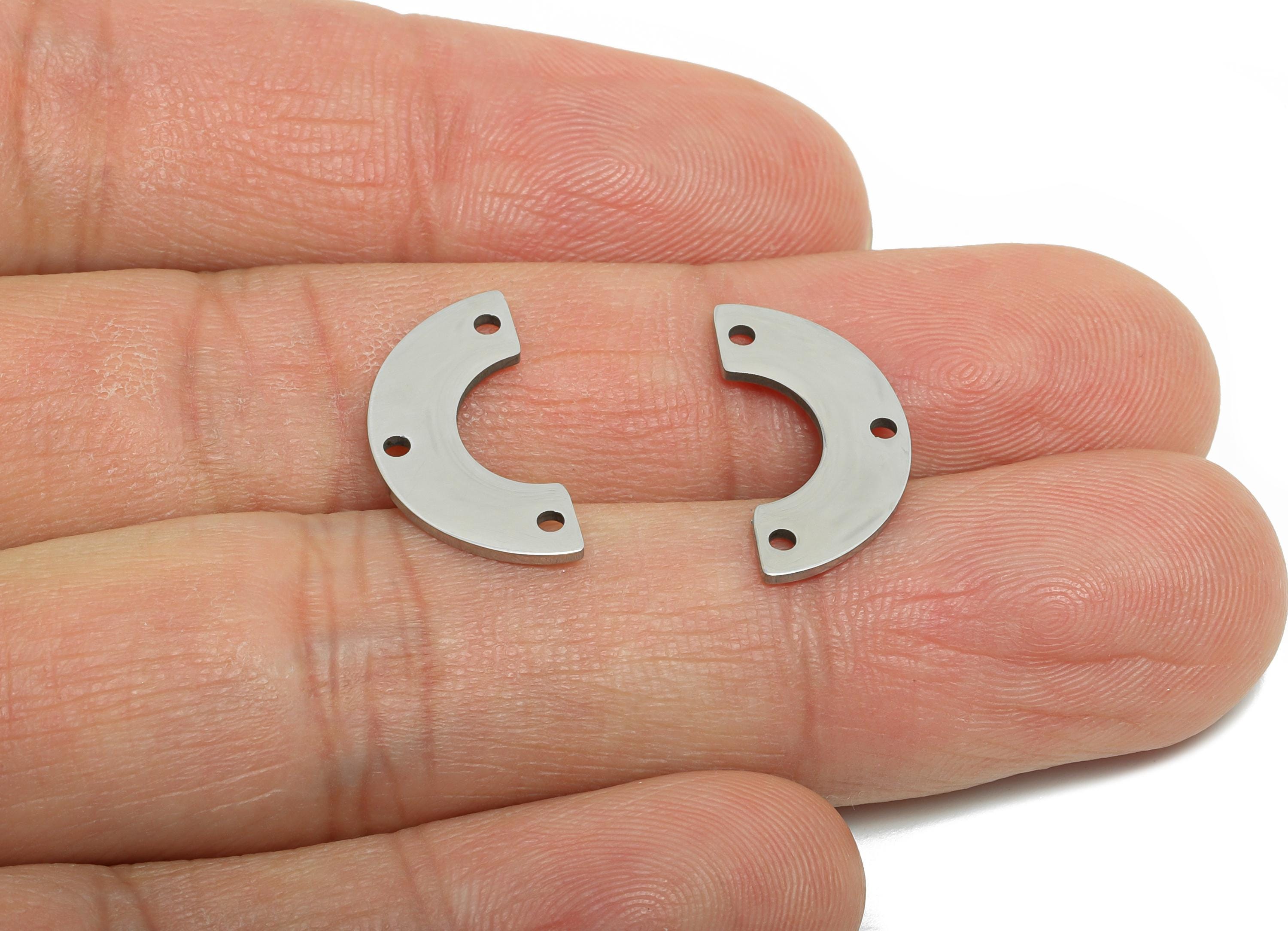 Steel Arch Connector Pendant - Minimalist Silver Curved Bar Pendant - Geometric Open Arch Charm For DIY Jewelry - 18x9x0.98mm - SS2307 - DOMEDBAZAAR