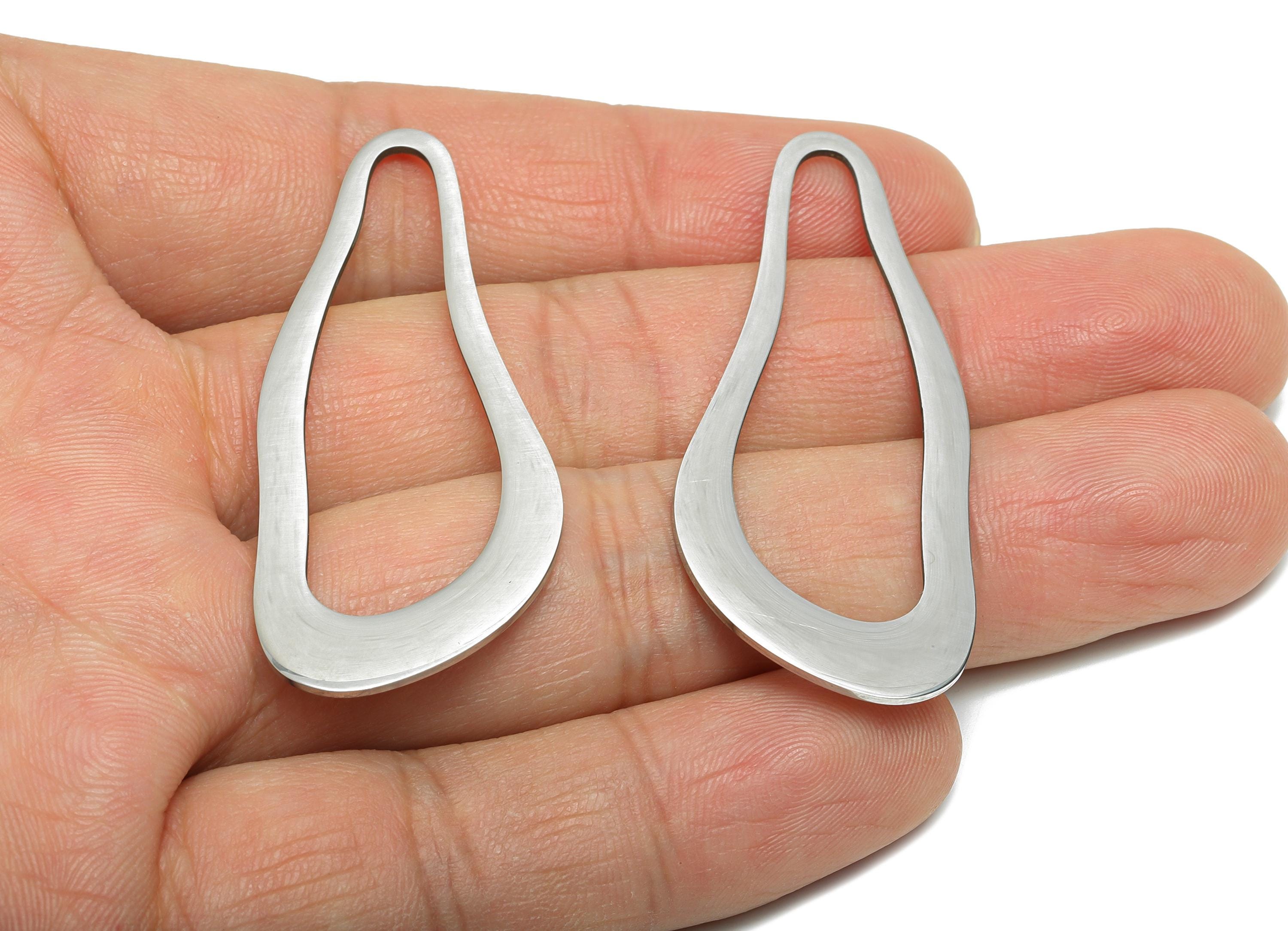 Open Abstract Frame Pendant - Minimalist Wavy Teardrop Pendant - Modern Geometric Openwork Pendant For DIY Jewelry - 51x21x0.98mm - SS2315 - DOMEDBAZAAR