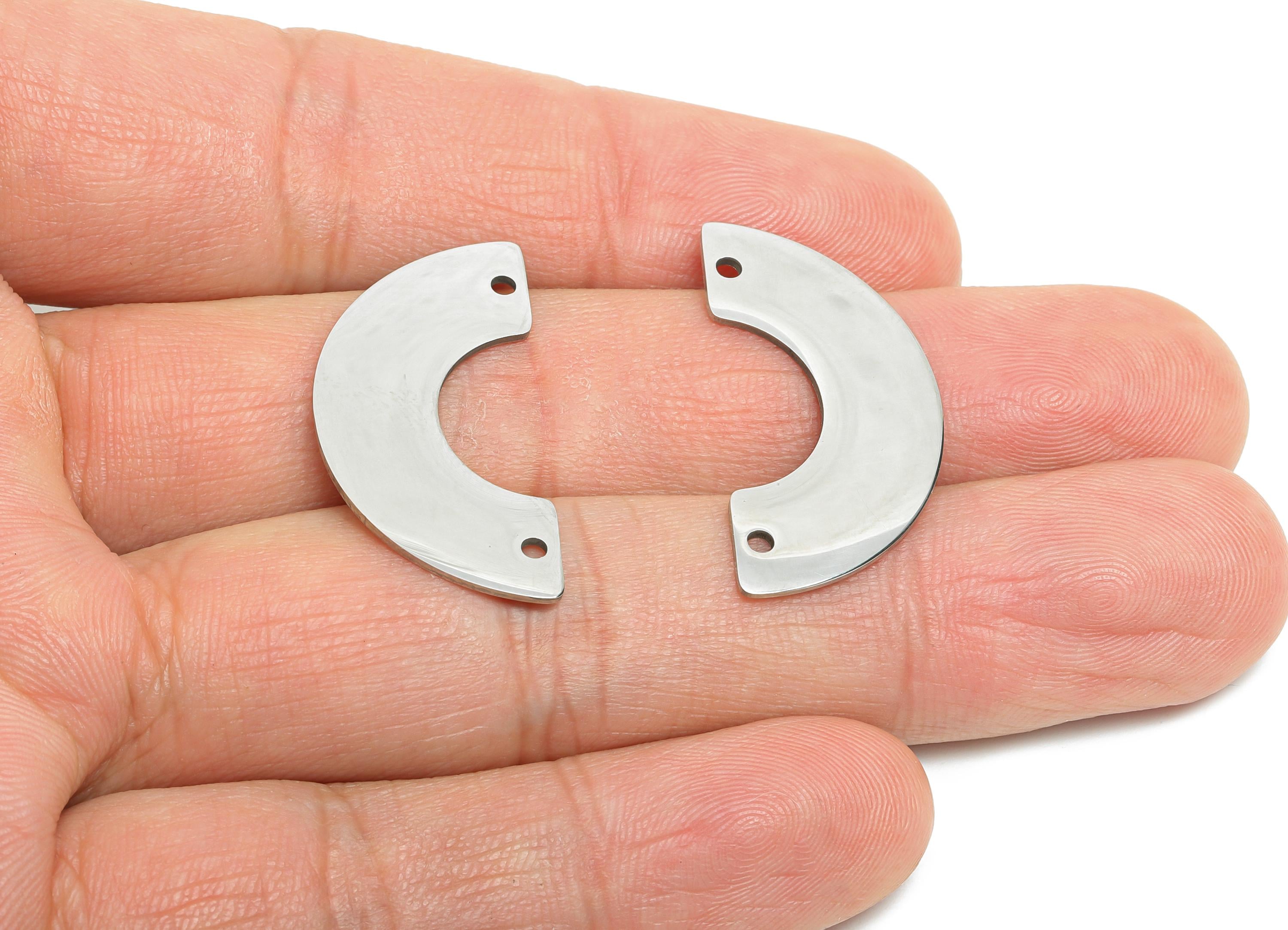 Steel Arch Connector Pendant - Minimalist Silver Curved Bar Pendant - Geometric Open Arch Charm For DIY Jewelry - 29x14x0.98mm - SS2311 - DOMEDBAZAAR