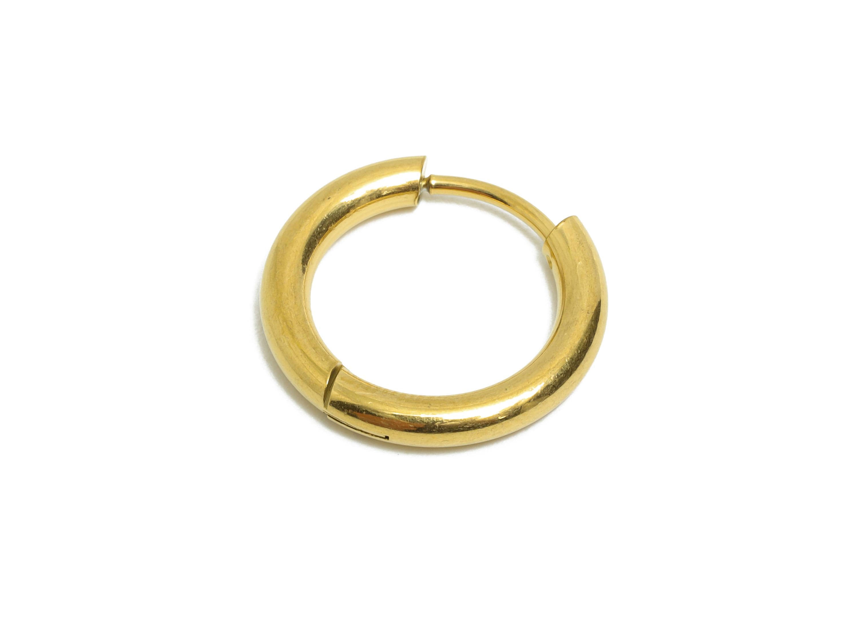 17x2.5mm Steel Hoop Earrings - Elegant Gold Hoop Earring - Minimalist Circle Huggie Earring - 304 Stainless Steel - 17x17x2.5mm - SS1718-12G - DOMEDBAZAAR