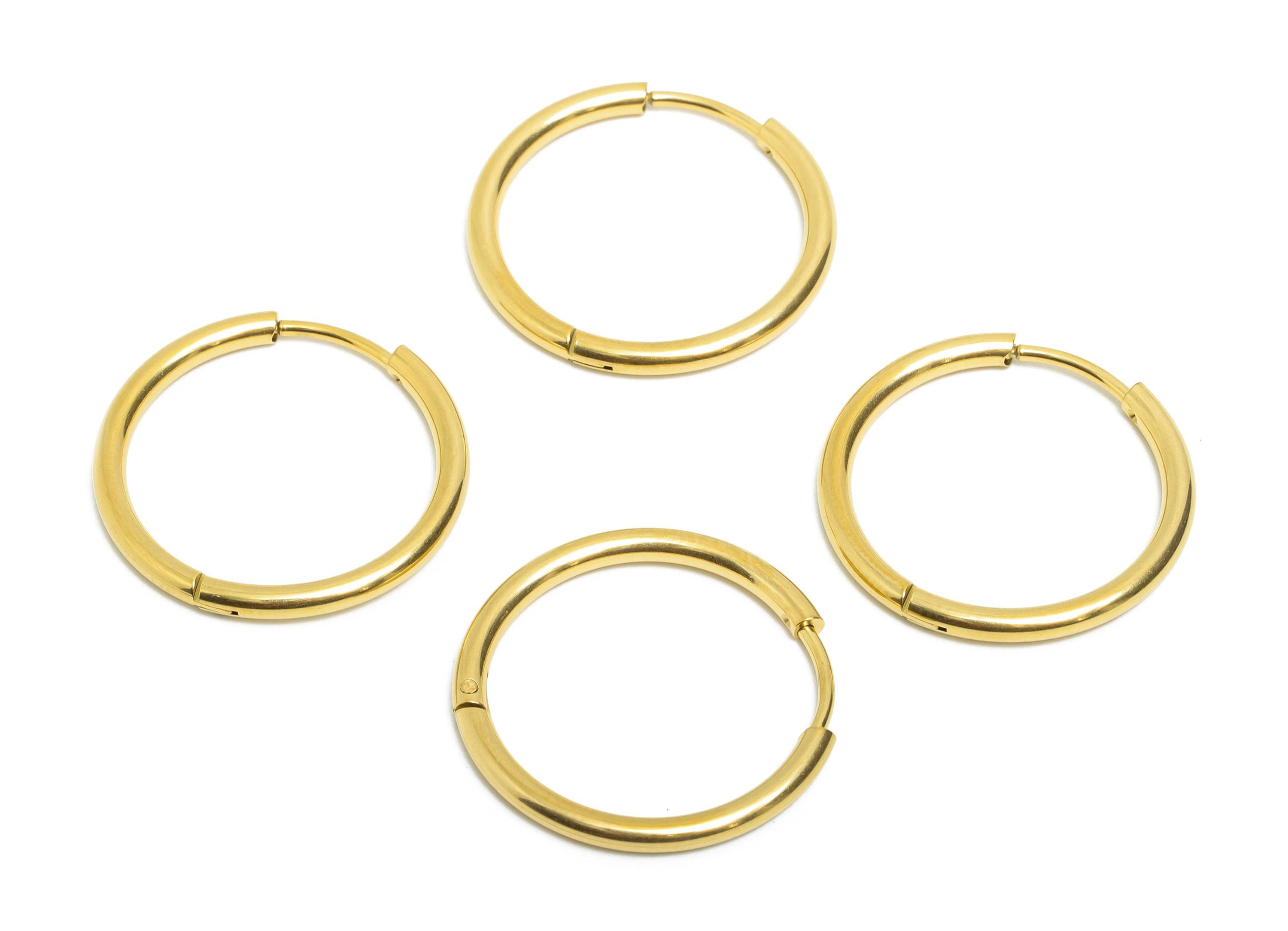 22x2mm Steel Hoop Earrings - Elegant Gold Hoop Earring - Minimalist Circle Huggie Earring - 304 Stainless Steel - 22.1x22.1x2mm - SS1717-18G - DOMEDBAZAAR