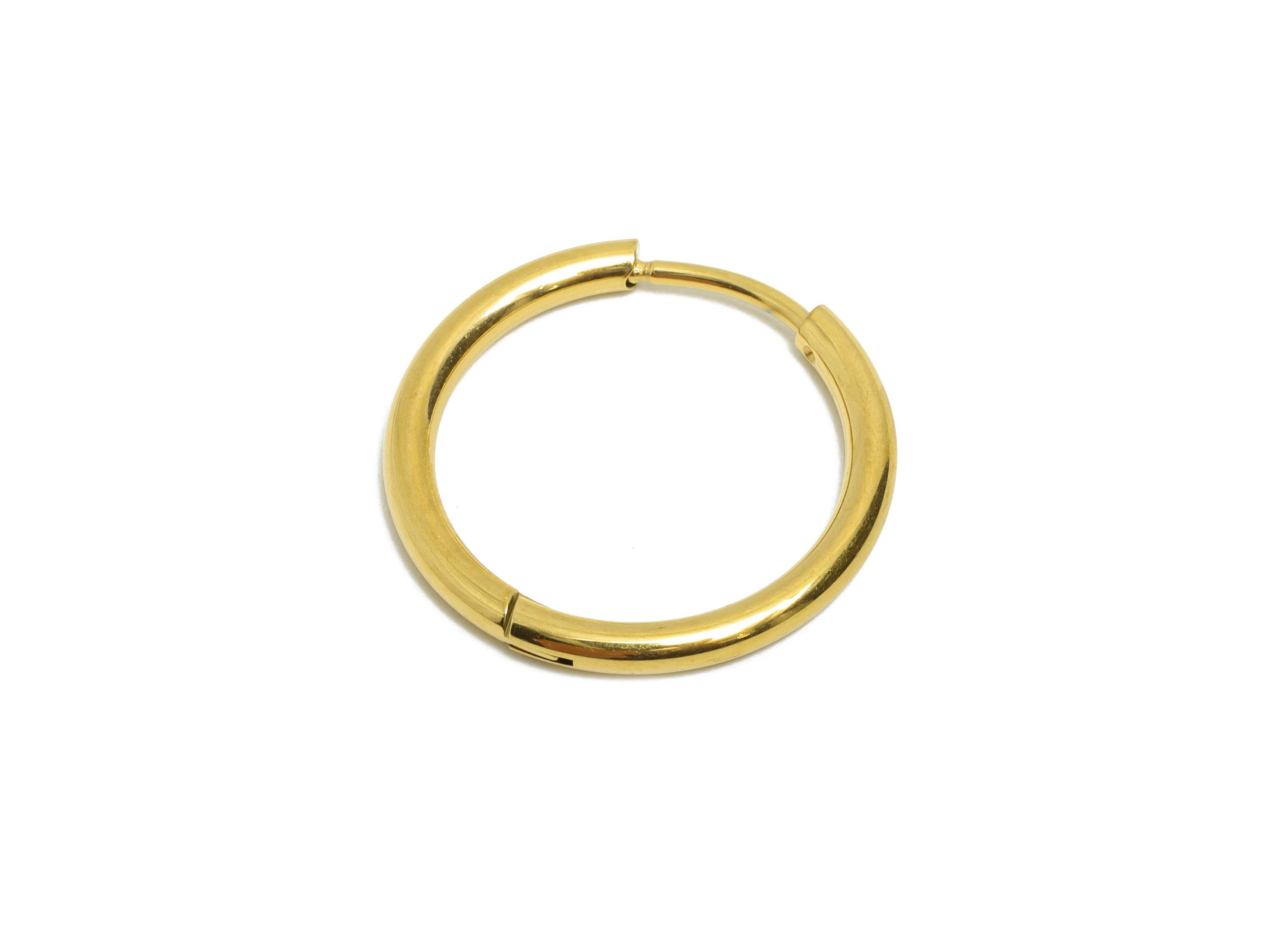 20x2mm Steel Hoop Earrings - Elegant Gold Hoop Earring - Minimalist Circle Huggie Earring - 304 Stainless Steel - 20x20x2mm - SS1717-16G - DOMEDBAZAAR