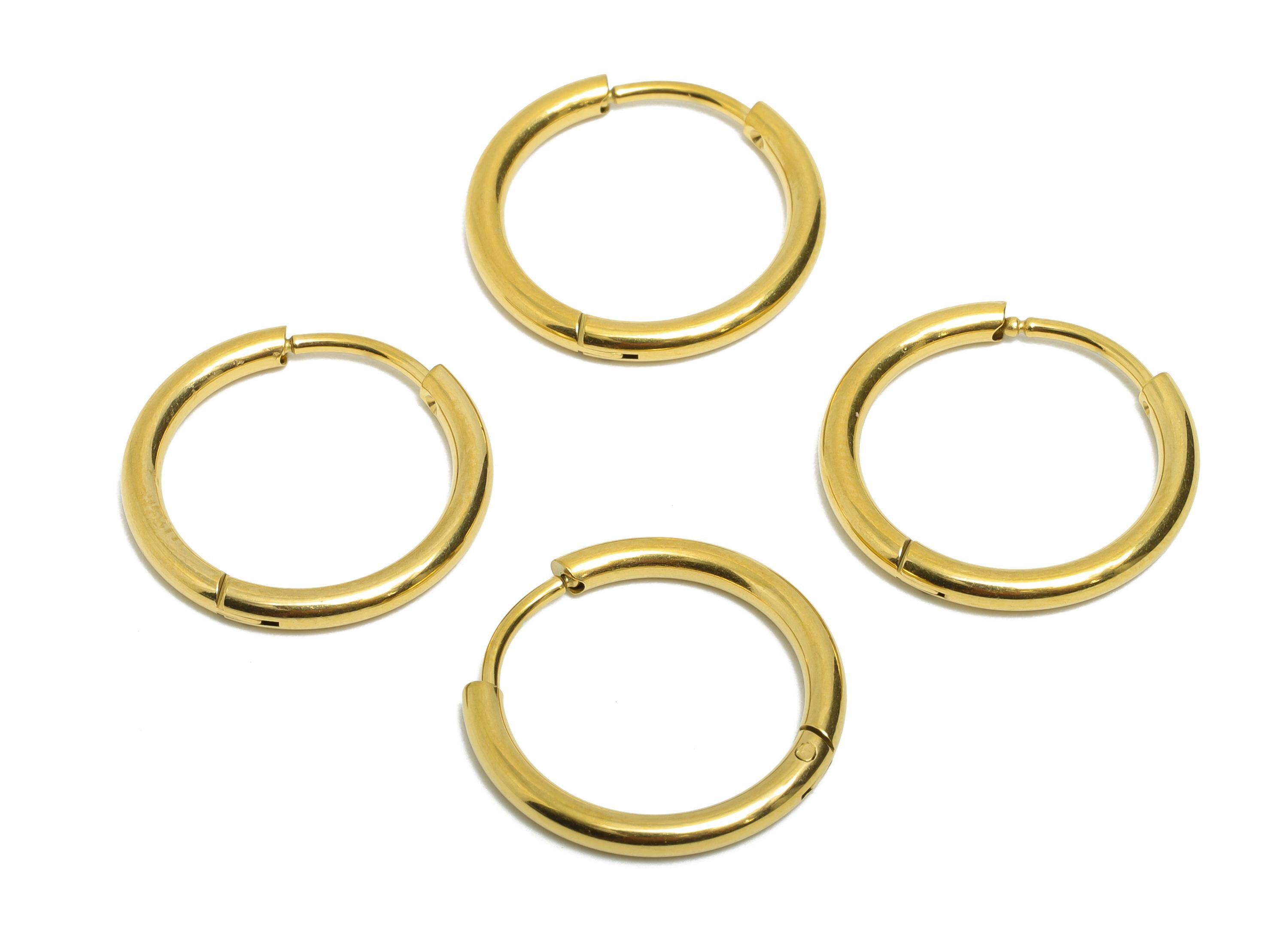 18x2mm Steel Hoop Earrings - Elegant Gold Hoop Earring - Minimalist Circle Huggie Earring - 304 Stainless Steel - 18x18x2mm - SS1717-14G - DOMEDBAZAAR