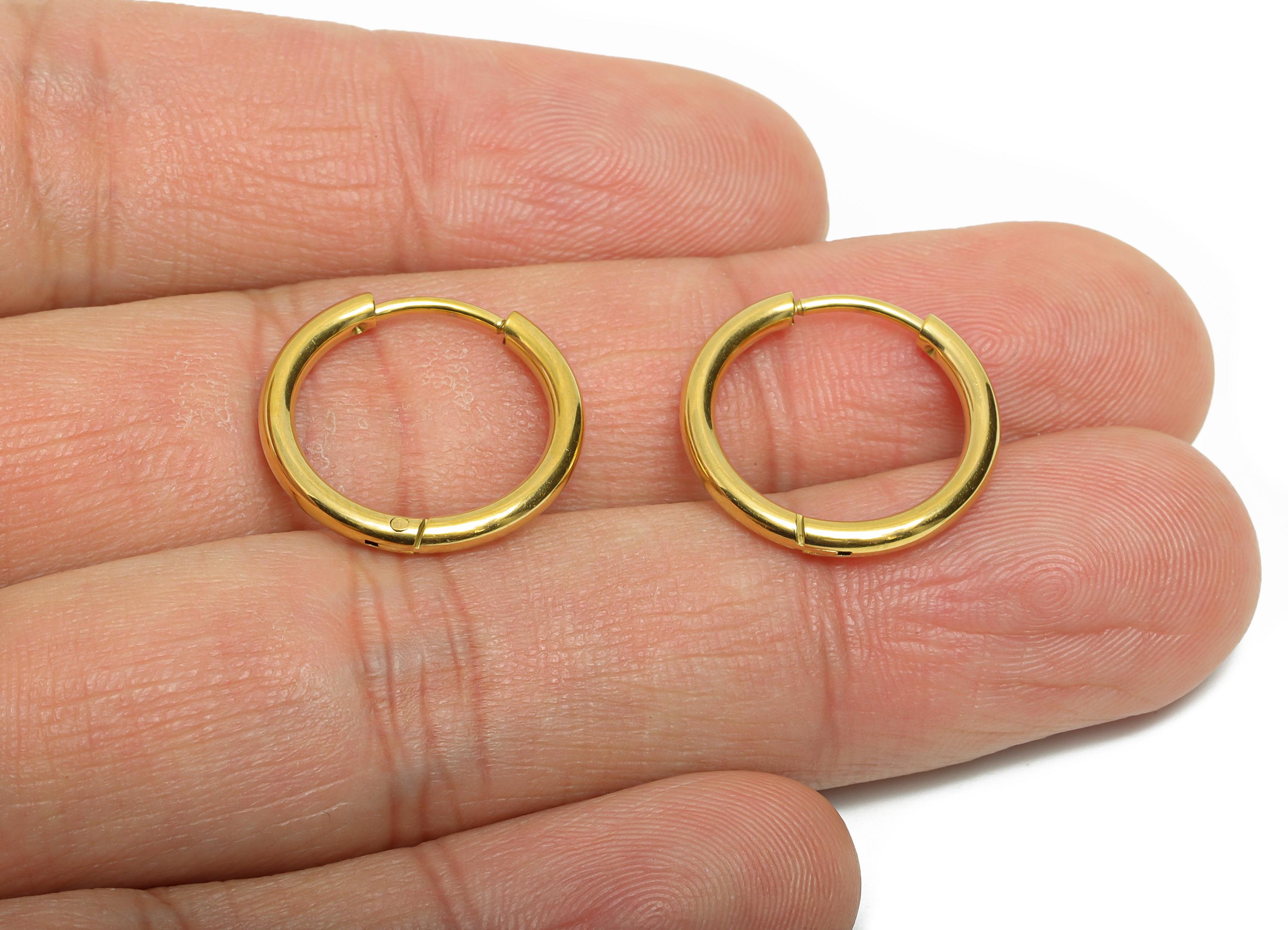 18x2mm Steel Hoop Earrings - Elegant Gold Hoop Earring - Minimalist Circle Huggie Earring - 304 Stainless Steel - 18x18x2mm - SS1717-14G - DOMEDBAZAAR