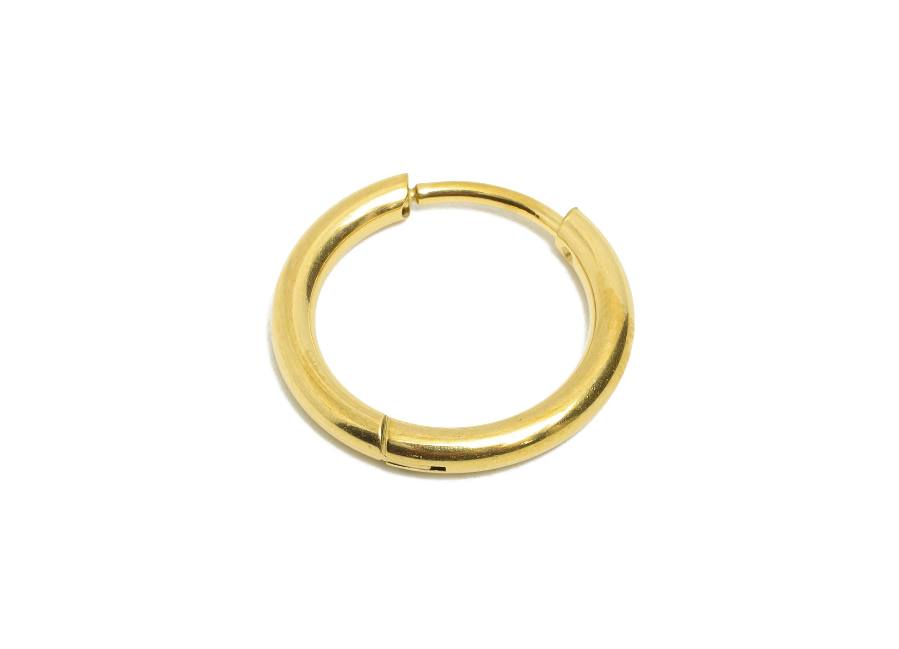 16x2mm Steel Hoop Earrings - Elegant Gold Hoop Earring - Minimalist Circle Huggie Earring - 304 Stainless Steel - 16x16mm - SS1717-12G - DOMEDBAZAAR