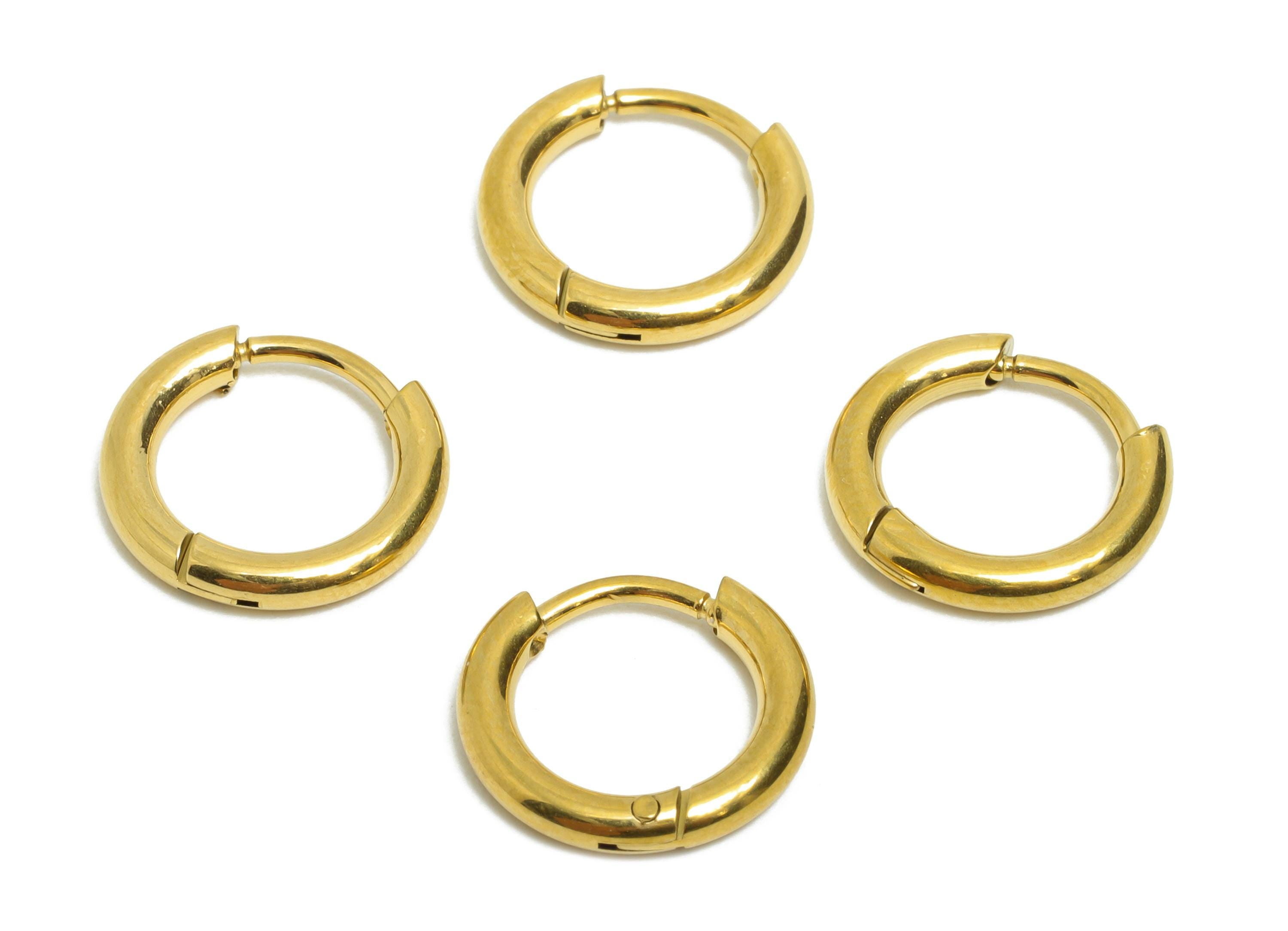 12x2mm Steel Hoop Earrings - Elegant Gold Hoop Earring - Minimalist Circle Huggie Earring - 304 Stainless Steel - 12x12x2mm - SS1717-8G - DOMEDBAZAAR