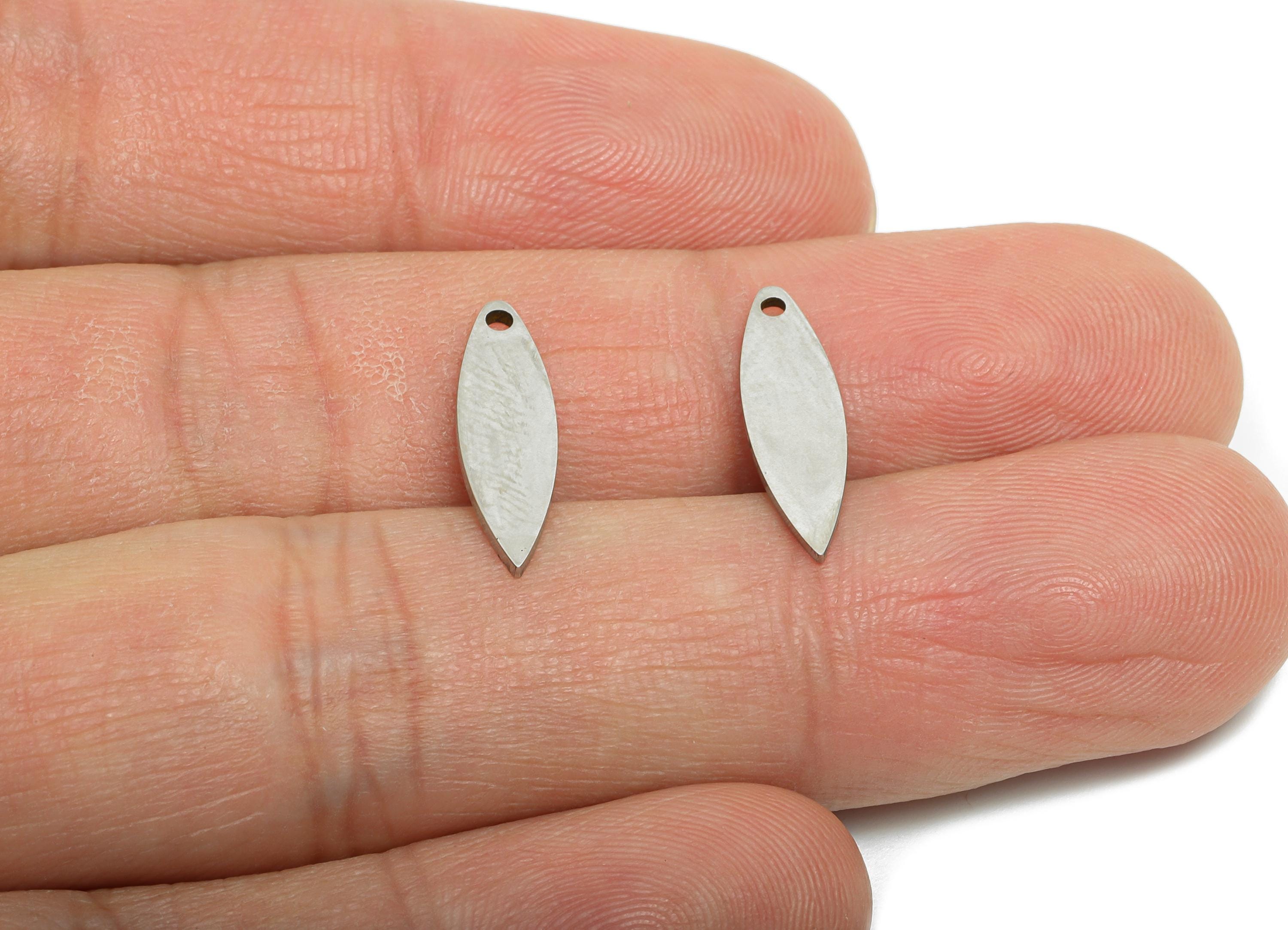 Steel Marquise Pendant - Customizable Geometry Charm for Necklace - Sleek Mini Marquise Pendant for Crafting - 15x5.15x0.98mm - SS2529 - DOMEDBAZAAR