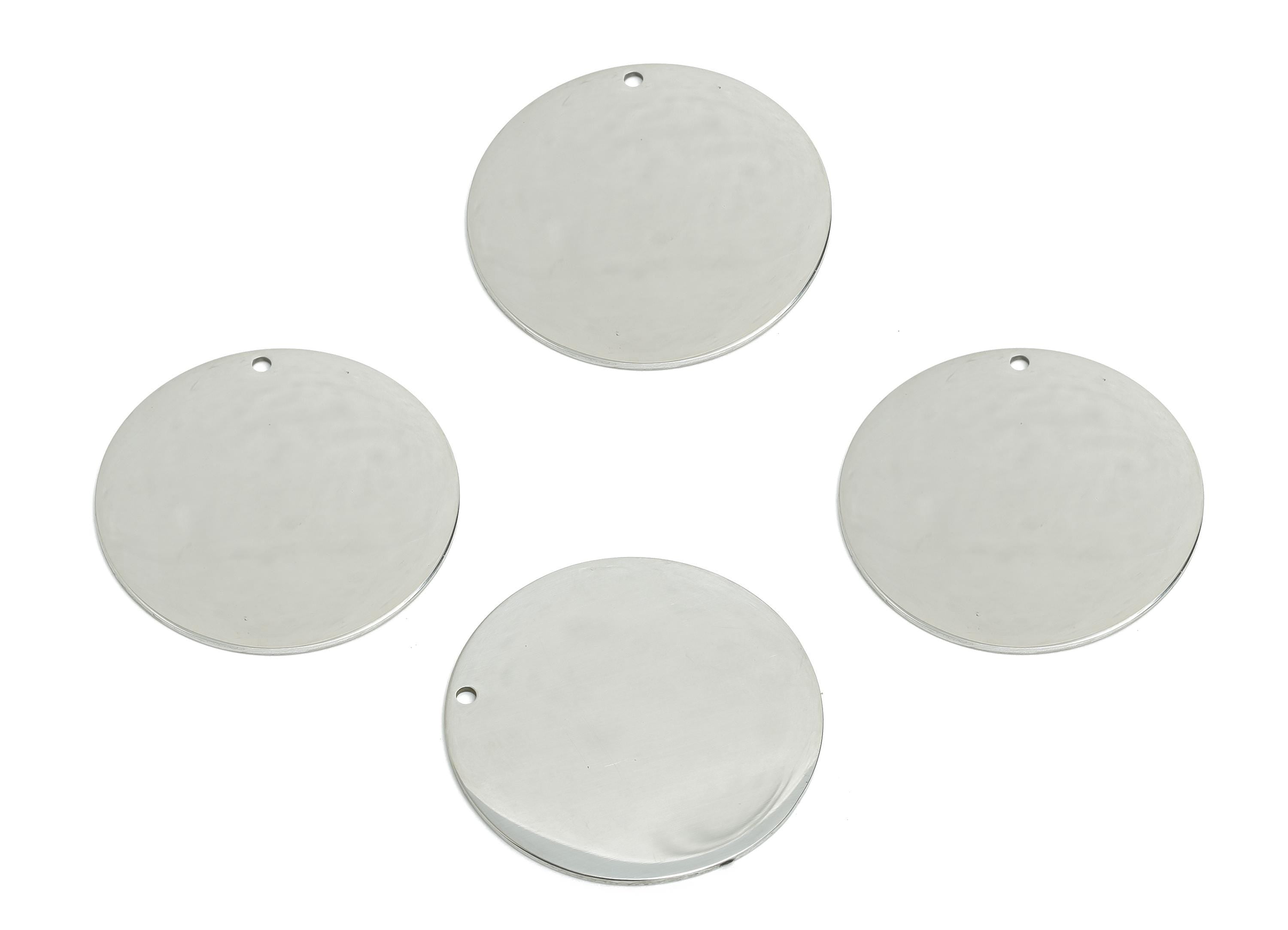 Stainless Steel Round Pendant - High-Quality Customizable Geometry Charm for Necklace - Minimalist Metal Round Charm - 29x29x0.98mm - SS2270 - DOMEDBAZAAR