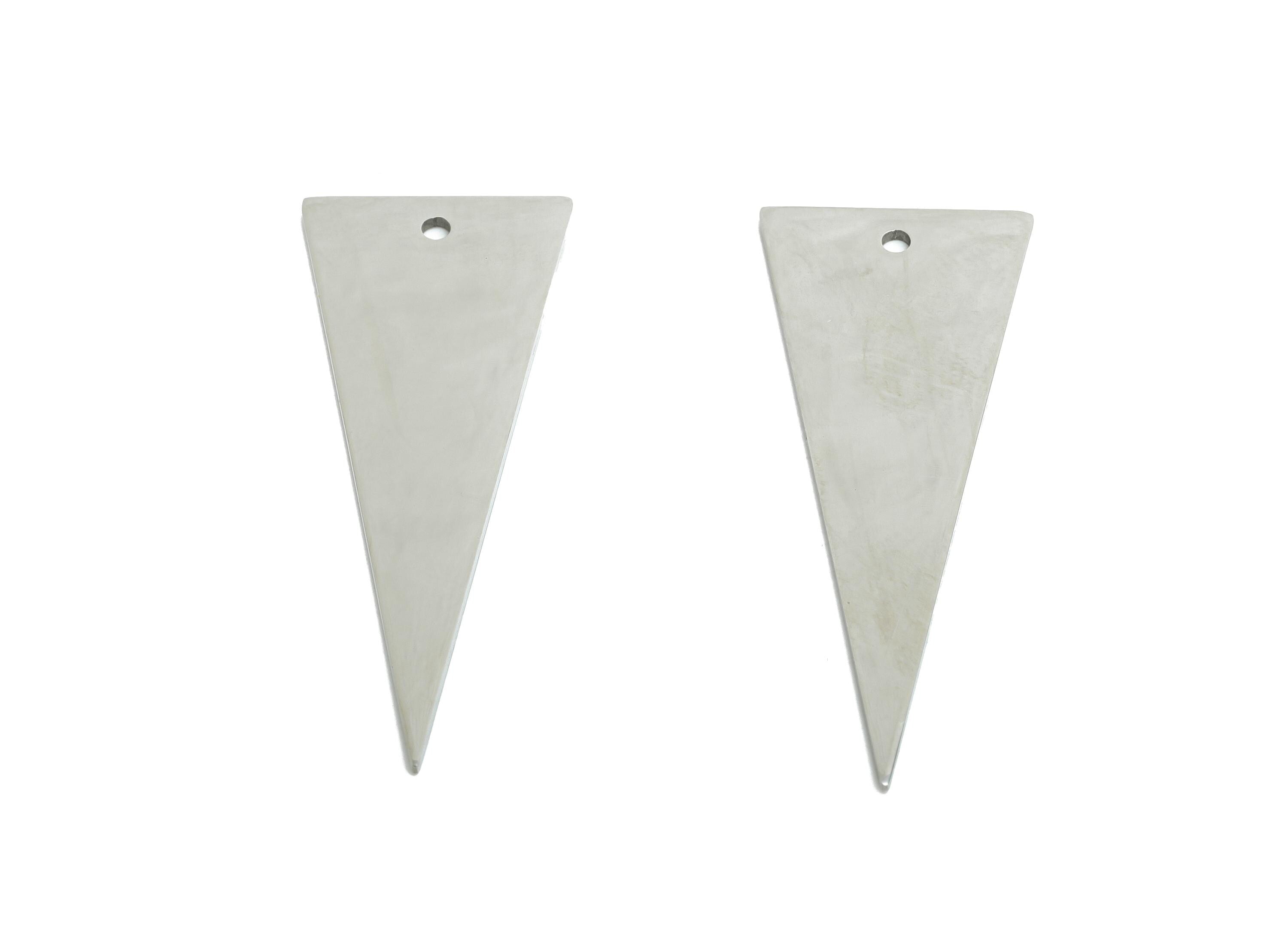 Steel Triangle Pendant - Stainless Steel Geometric Earring Charm - Triangle Metal Sleek For Handmade - Modern Charm - 26x14x0.98mm - SS2323 - DOMEDBAZAAR
