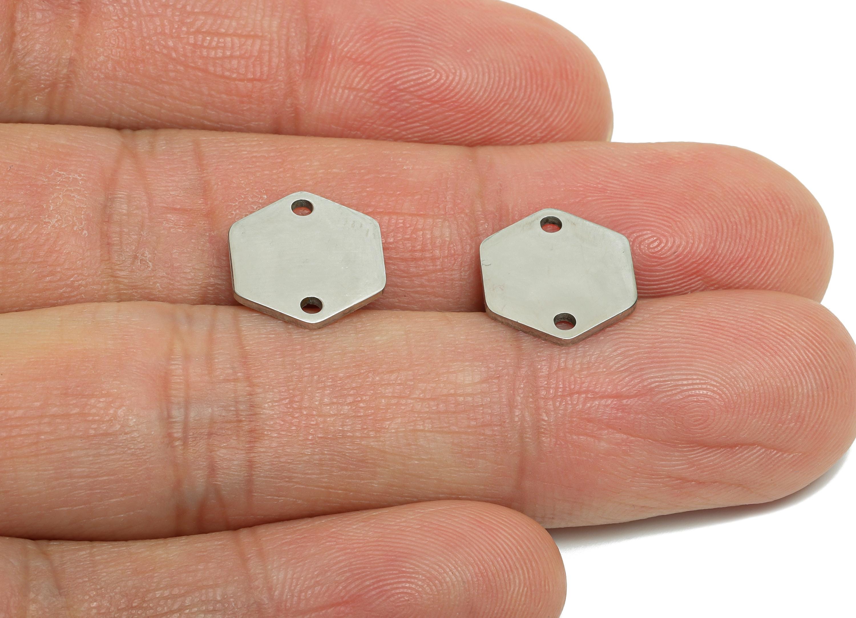 Steel Hexagon Connector - Customizable Flat Connector for DIY Jewelry - High-Quality Stainless Steel Hexagon Connector - 12x11x0.98mm-SS2268 - DOMEDBAZAAR