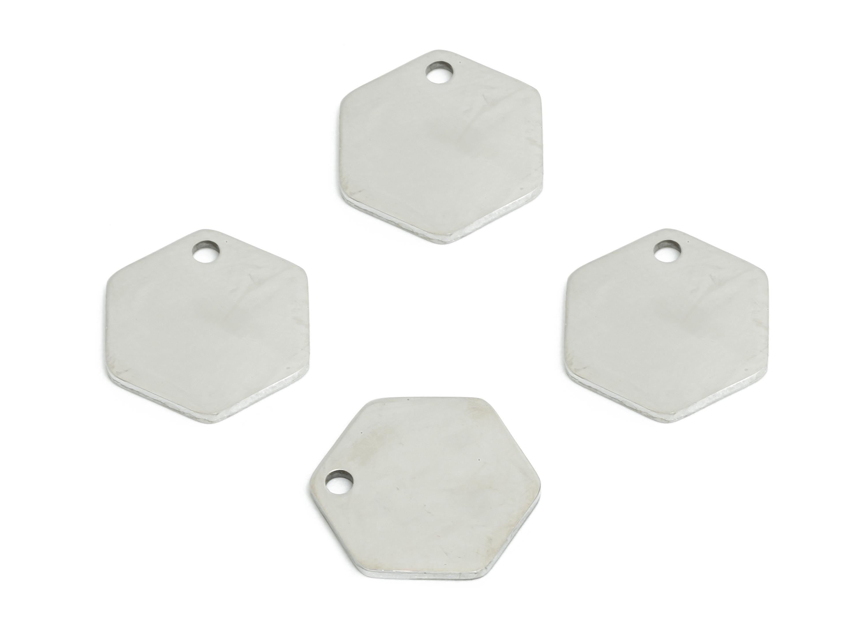 Steel Hexagon Earring Charm - Customizable Flat Connector for DIY Jewelry - High-Quality Stainless Steel Hexagon Charm - 12x11x0.98mm-SS2267 - DOMEDBAZAAR