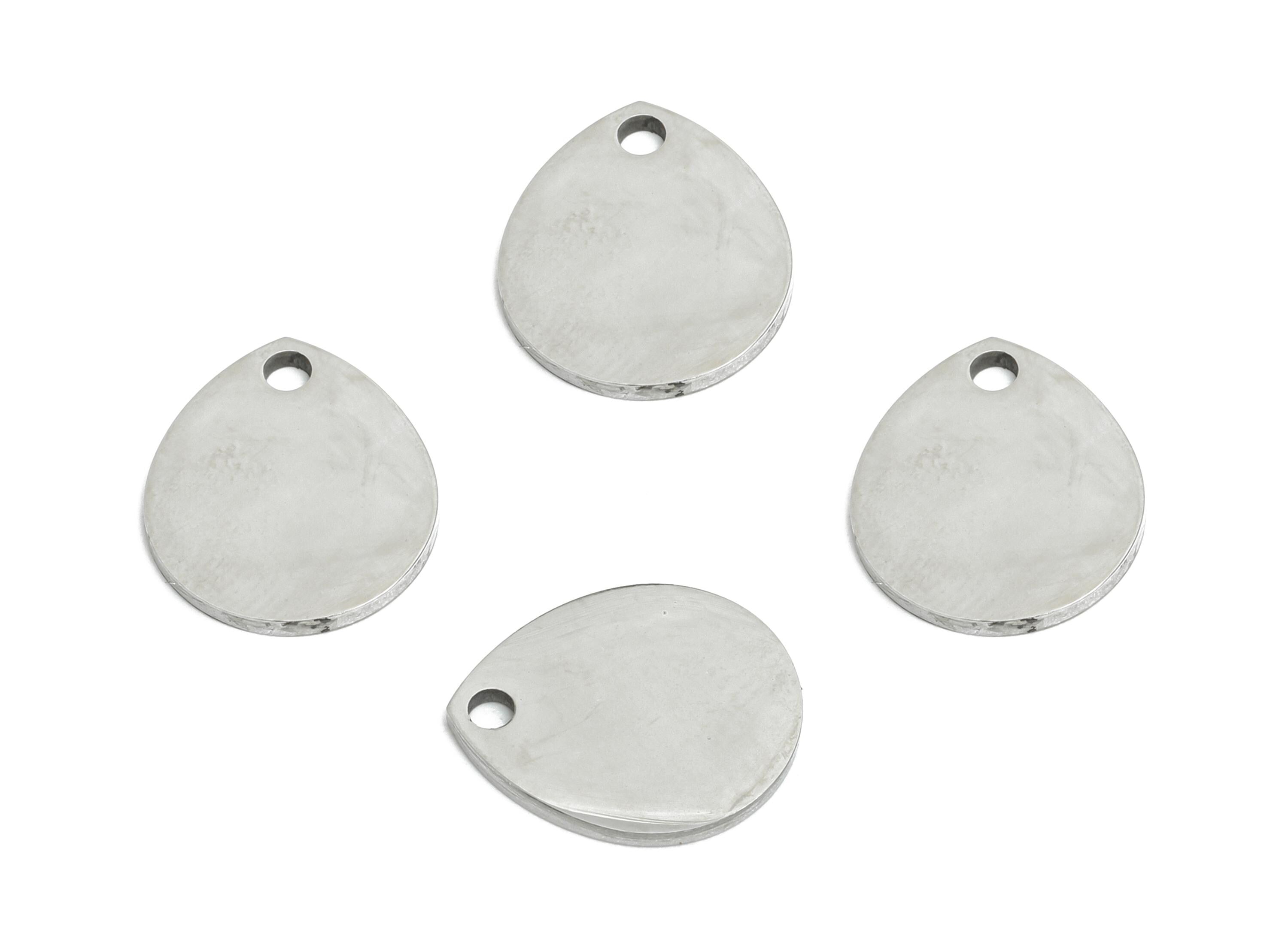 Steel Teardrop Charm - Stainless Polished Steel Sleek Drop Pendant - Customizable Flat Teardrop Pendant for DIY Jewelry - 11x10x0.9mm-SS2293 - DOMEDBAZAAR