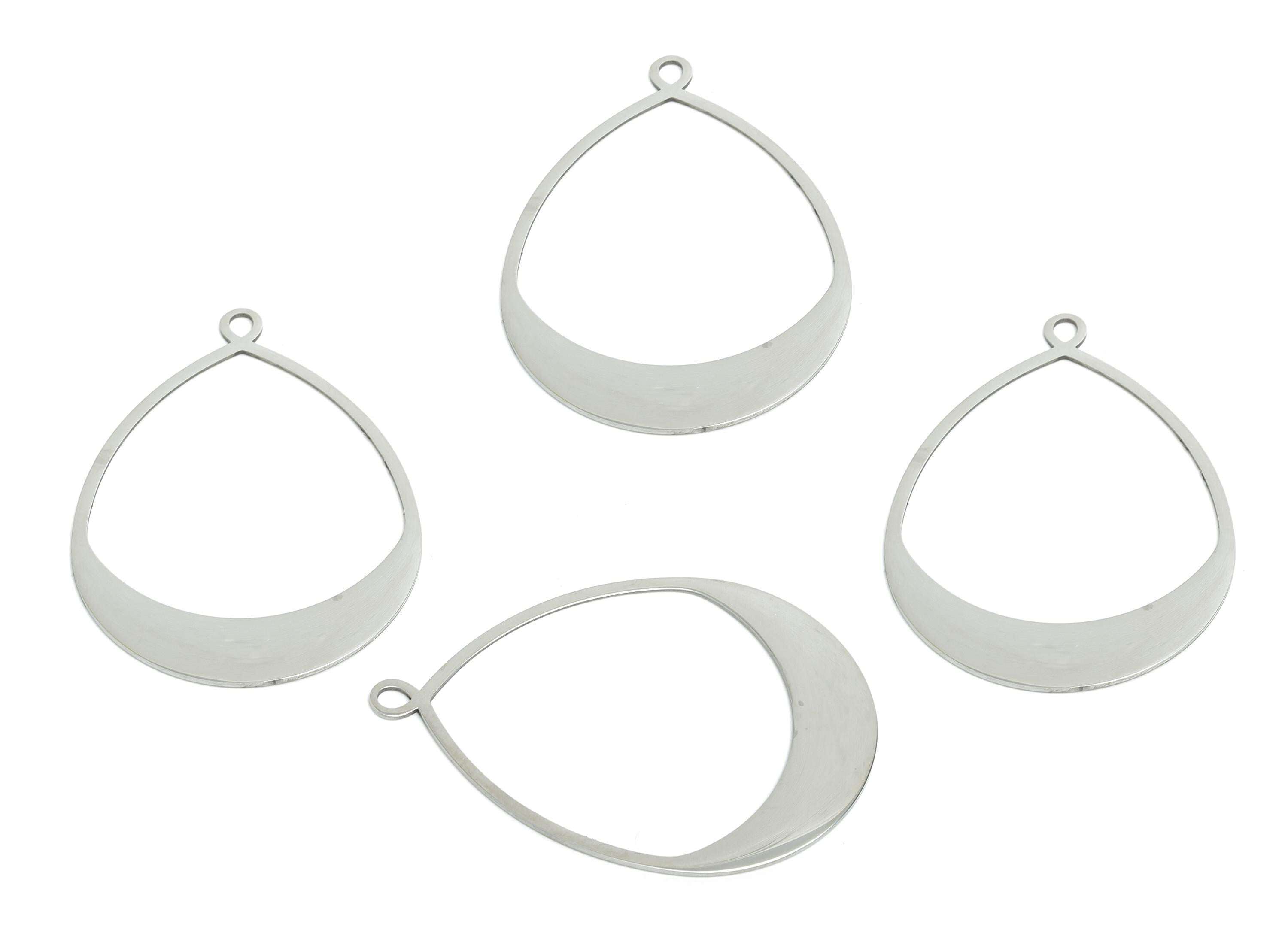 Steel Open Teardrop Pendant - Large Hollow Drop Pendant - Customizable Teardrop Pendant for DIY Jewelry - Drop Pendant - 49x35x0.98mm-SS2269 - DOMEDBAZAAR