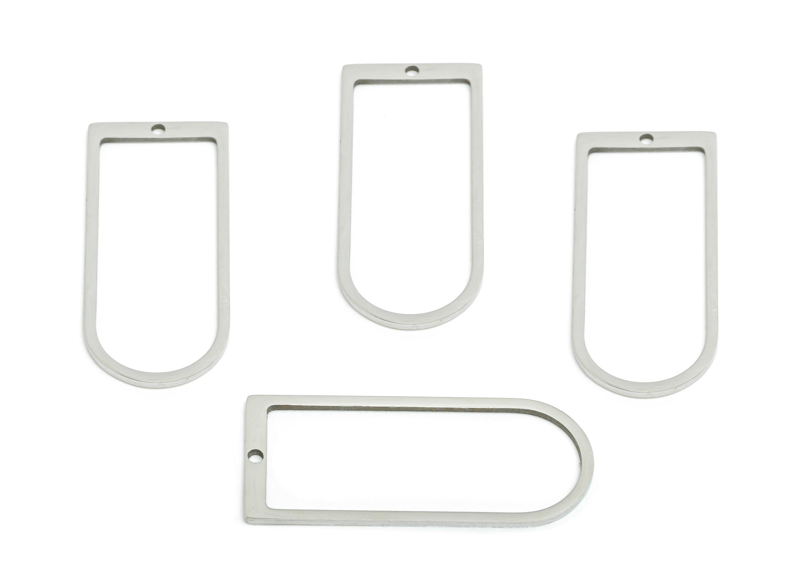 Steel Rectangle Pendant - Modern Open Rectangle Frame For DIY Crafts - Arch Connector for DIY Crafts - Geometric Pendant -29x12x0.9mm-SS2318 - DOMEDBAZAAR